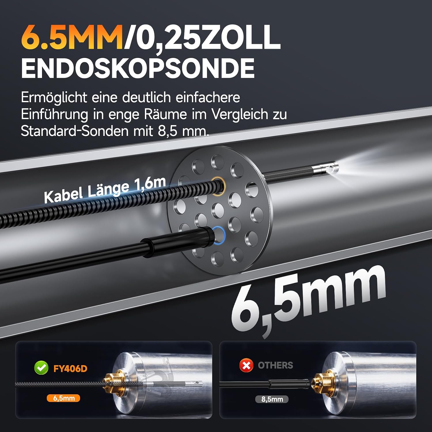 Detalle 2 de FOXWELL Y406D Endoskopkamera mit 6,5 mm