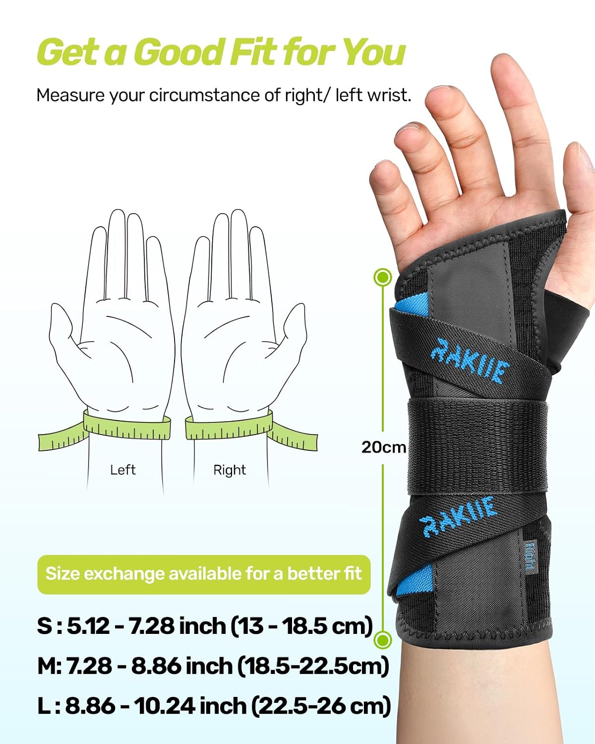 Thumbnail 6 de Rakiie ESP016 Carpal Tunnel Wrist Brace, Right Hand, Medium, Blue