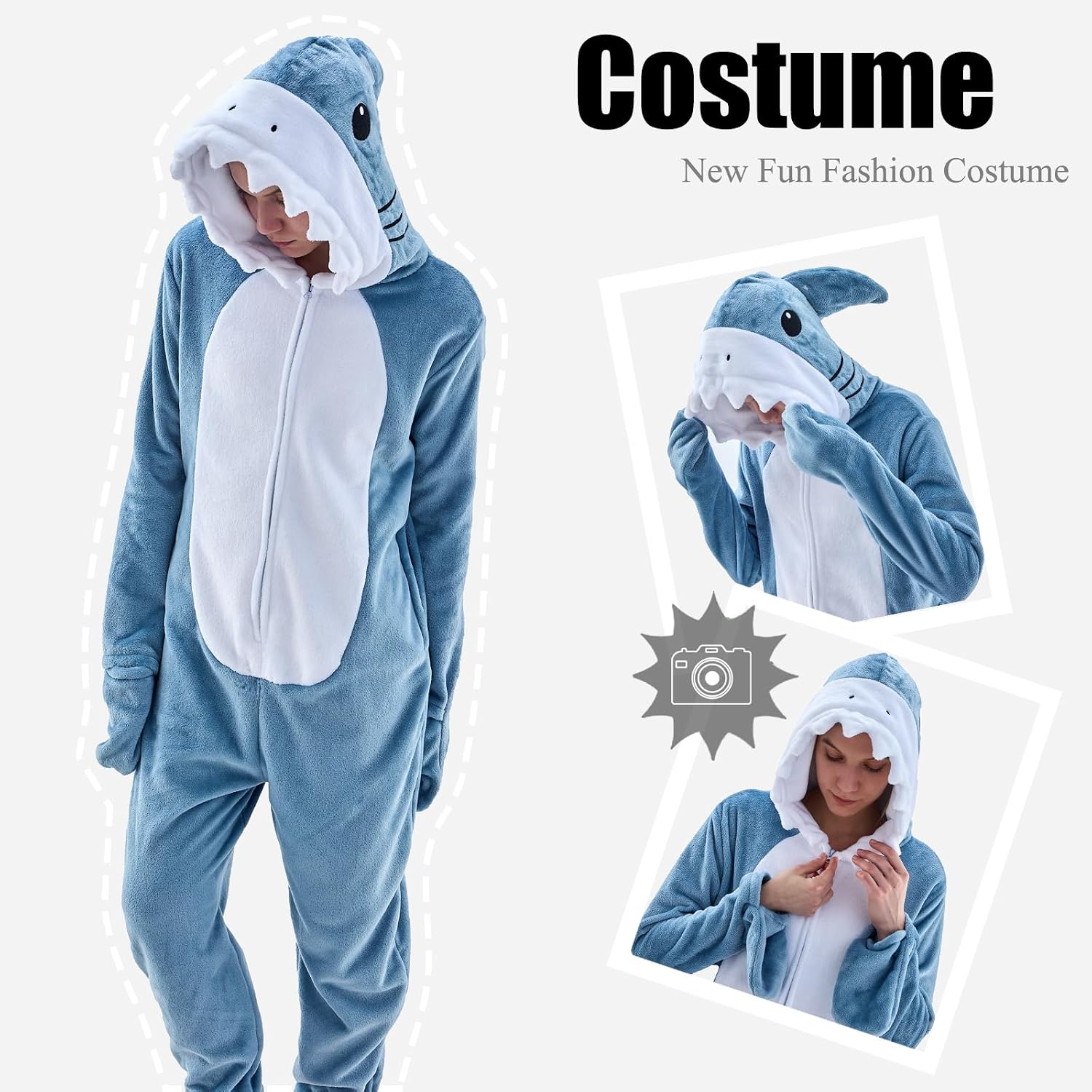 Detalle de JUOLOET Adult Animal Onesie Pajamas with Hood, Zipper and Pockets