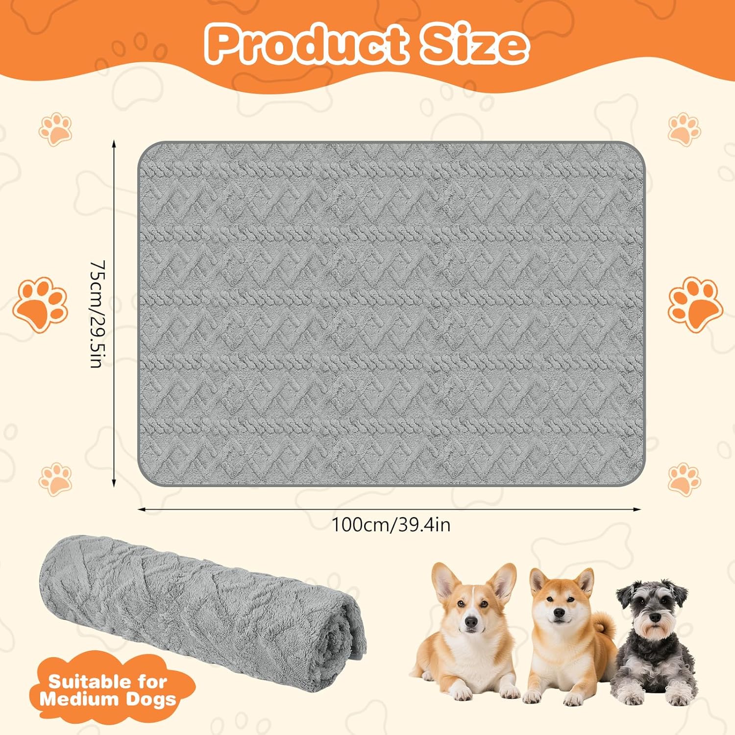 Detalle de Omtofo Coperta Impermeabile 100×75 cm per Cani di Taglia Media: Calda, Reversibile e Protettiva