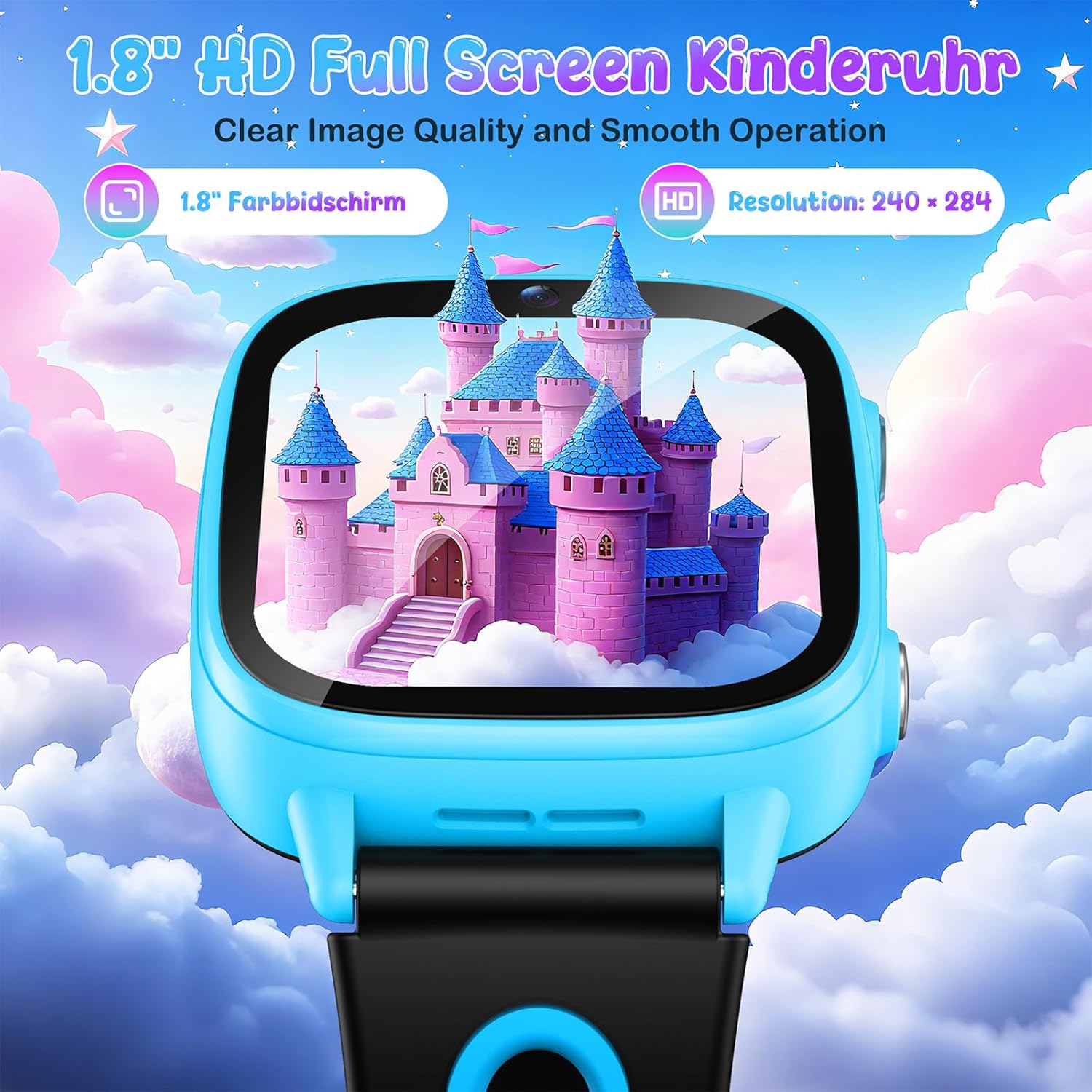 Detalle 2 de Montre Connectée Enfant Cadeaux Smartwatch 1,8" HD Caméra et Jeux – Étanche IP68 et 26 puzzles