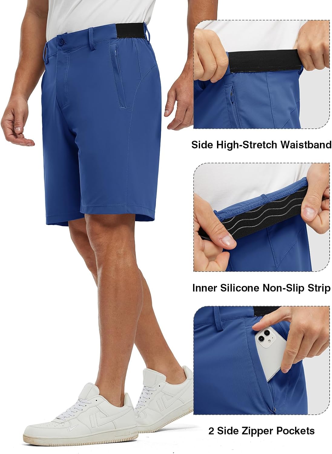 Detalle de TBMPOY Men's 9" Stretch Quick-Dry Golf Shorts: Lightweight, Breathable Short for Work, Travel, and Casual Dress