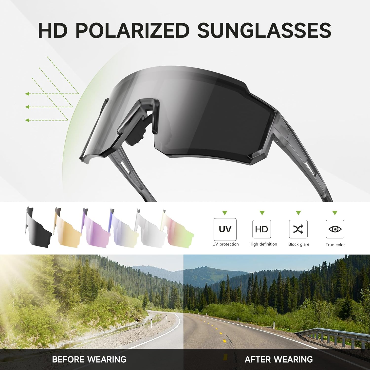 Thumbnail 5 de Foliful 3-Pack Polarized Sunglasses with UV Protection for Men & Women (Sports, Cycling, Running)