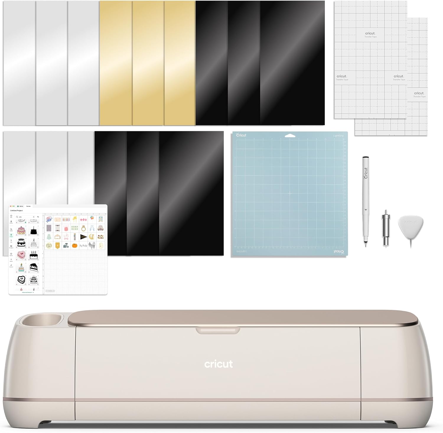 Cricut Maker 4 Smart Cutting Machine (Seashell) Digital Content Bundle with Design Space Images