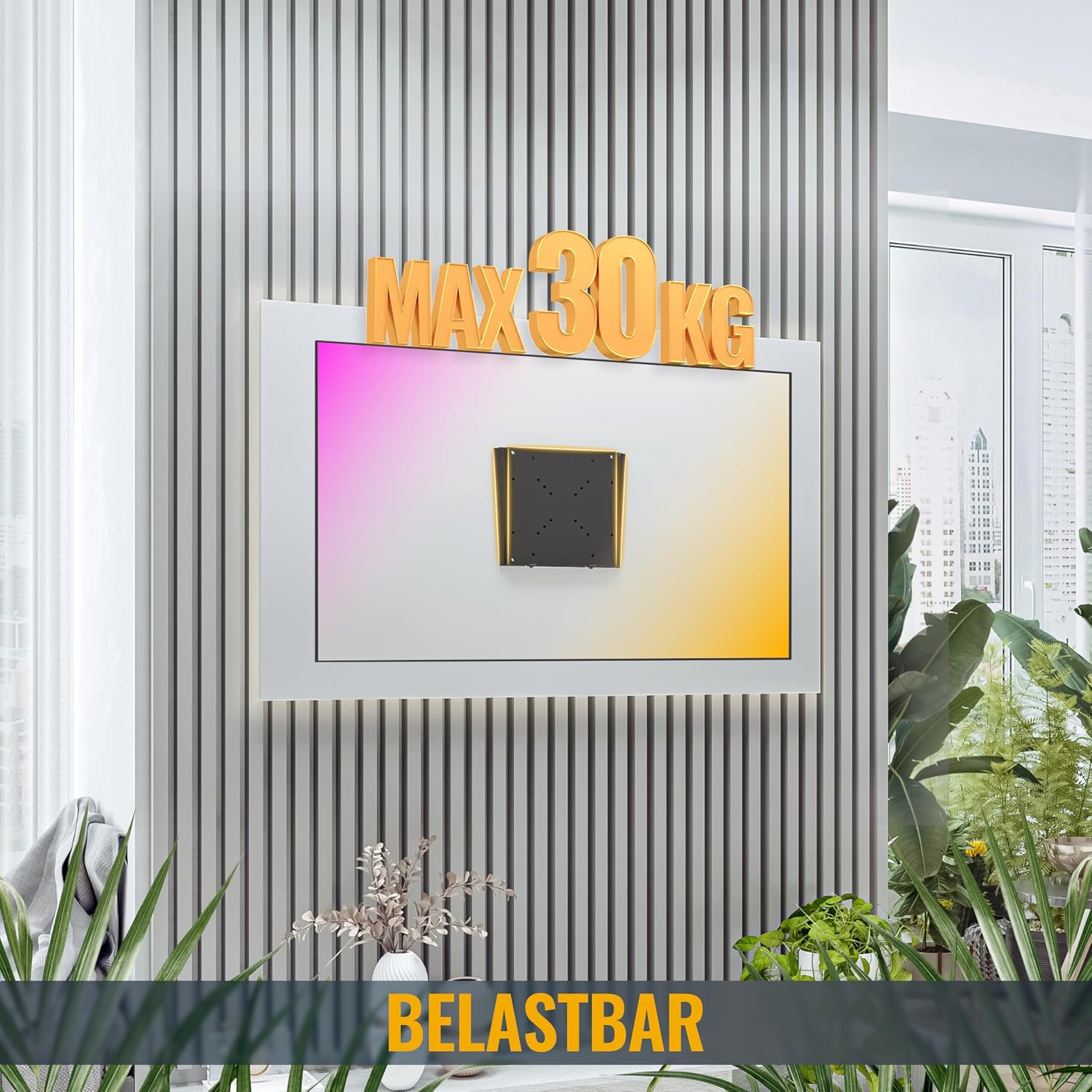 Detalle de RICOO TV Wandhalterung F0522 – Ultra-schlanke Wandhalterung für 32–55 Zoll, VESA 200x200, max. 30 kg