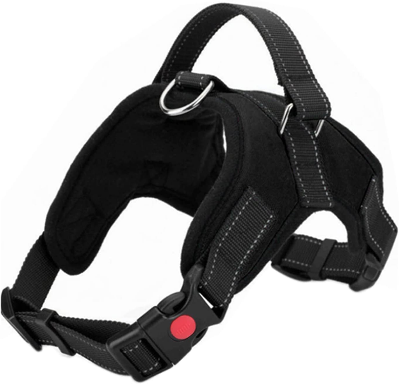Detalle de FYY No Pull Dog Harness (Breathable Adjustable Oxford Vest) with Reflective Straps and Safety Handle – L-Black