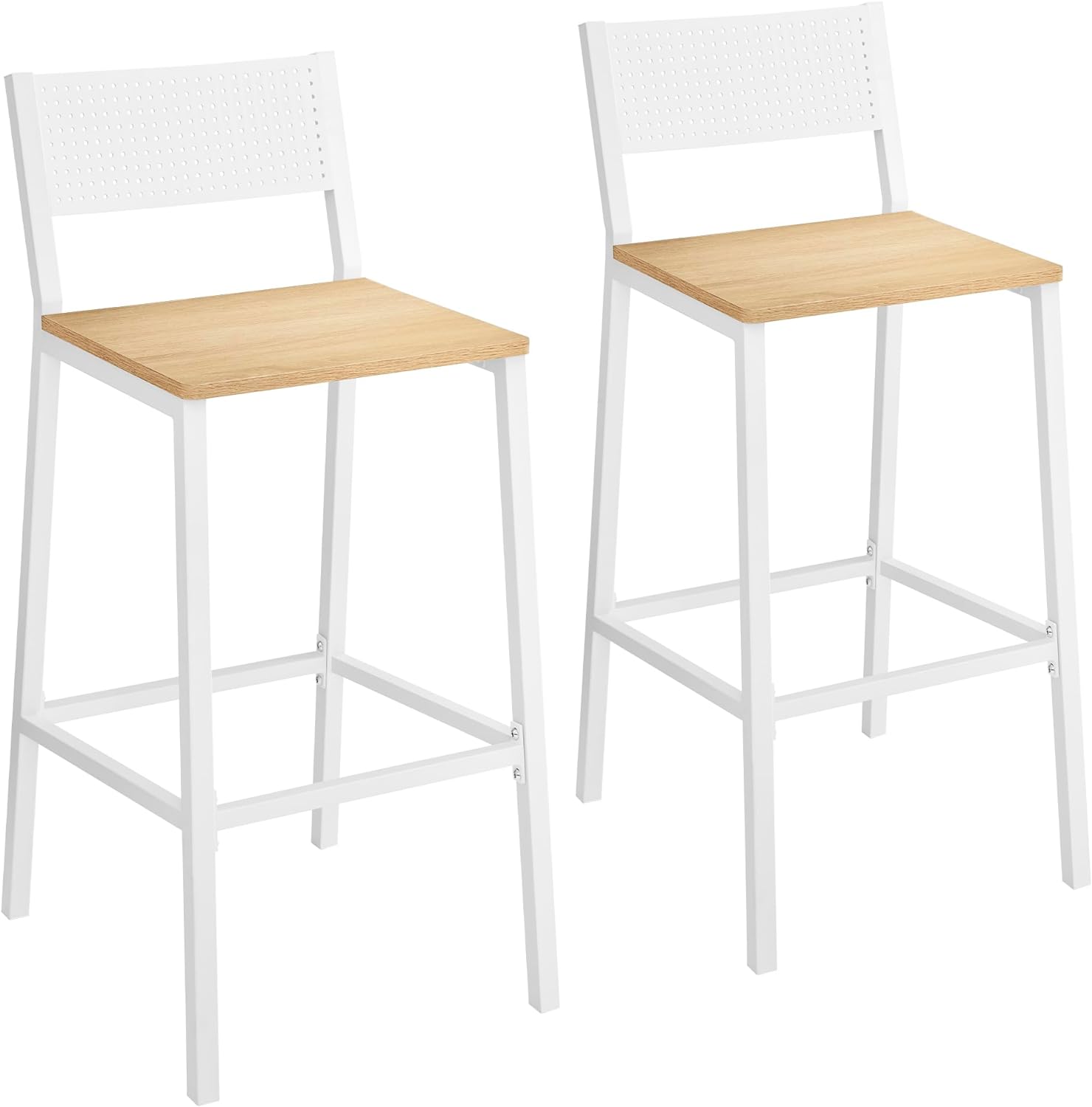 Detalle de VASAGLE Sgabelli Cucina, Set da 2 – Sgabelli da Bar alti in stile industriale beige rovere bianco LBC070W09