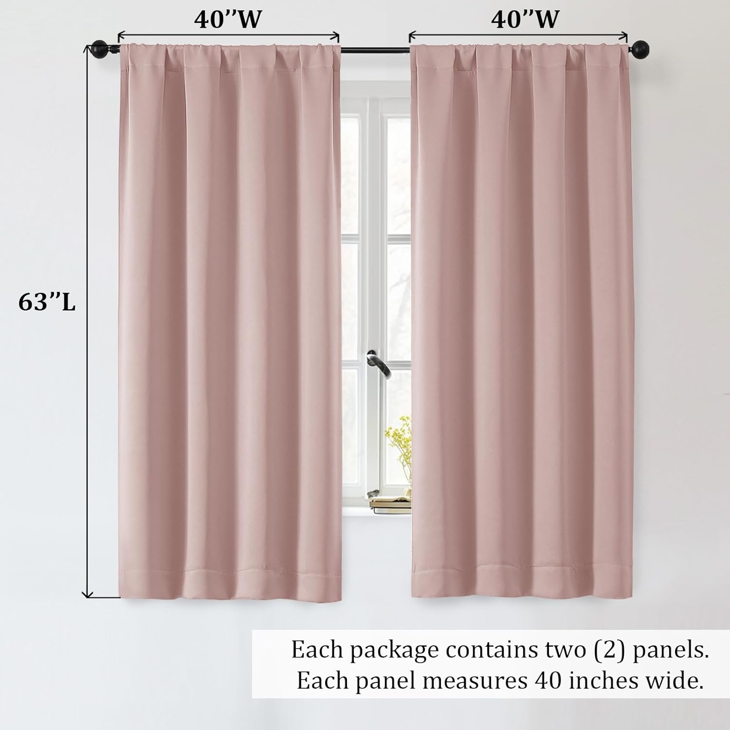 Thumbnail 5 de OWENIE Sally Blush Pink Blackout Curtains for Bedroom 2 Panels 🌟