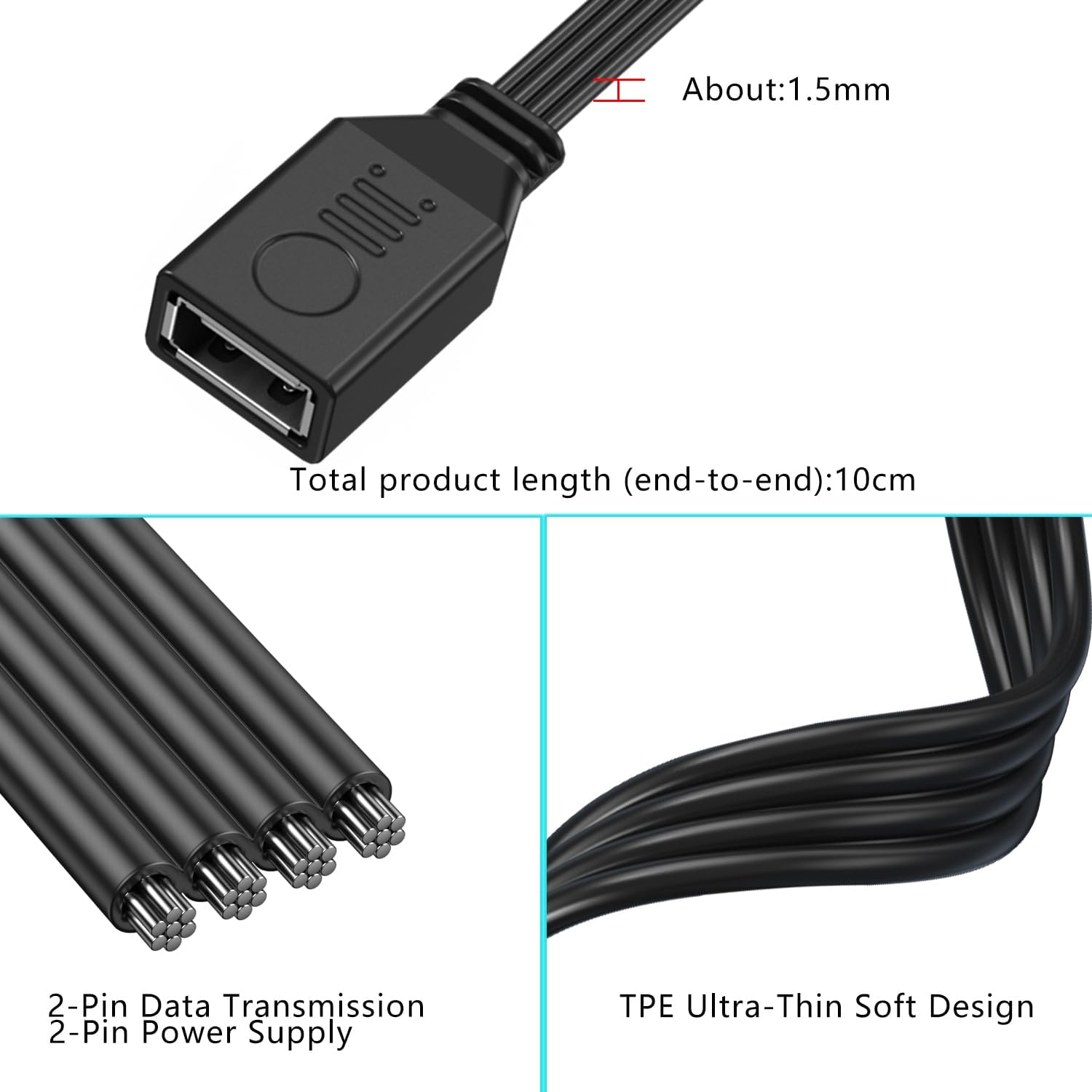 Thumbnail 4 de LANMINGLEL Short 90° PD 65W USB 2.0 splitter cable 10 cm 🔌