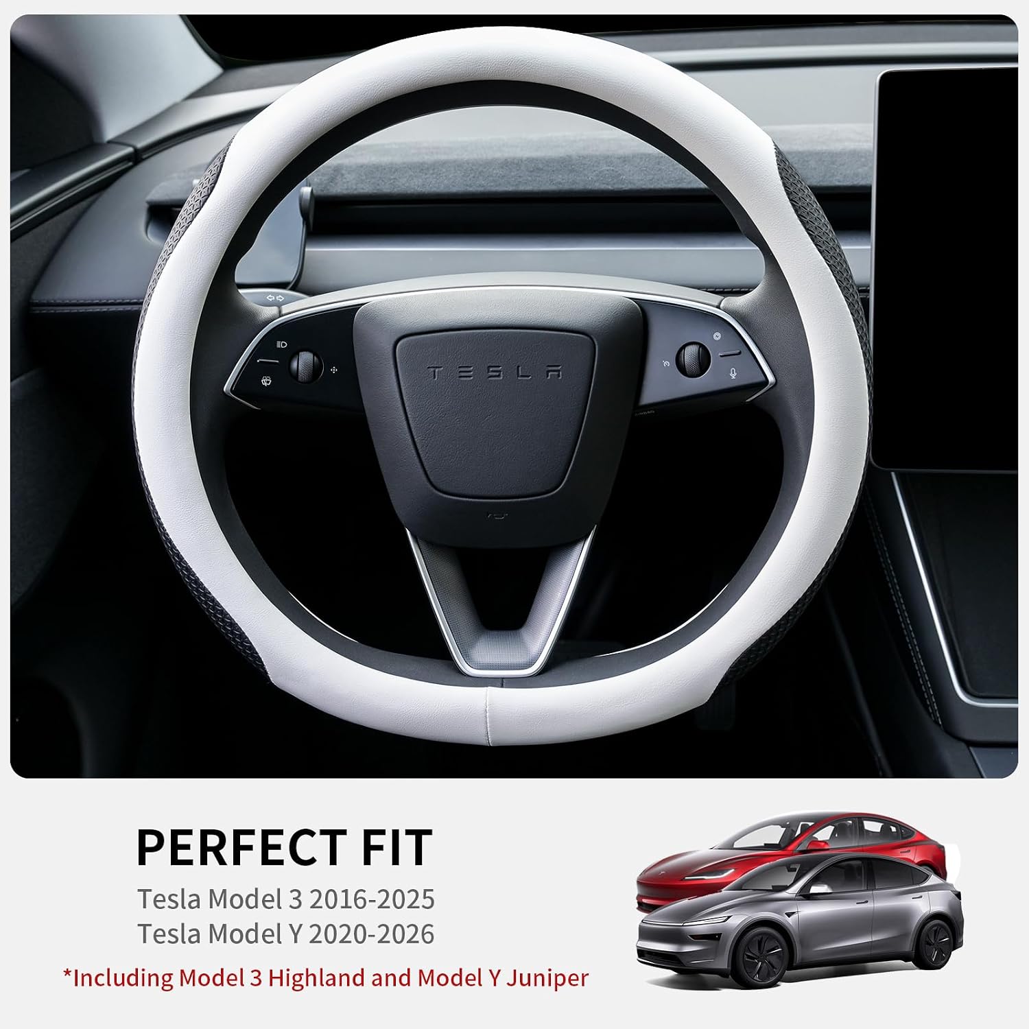Thumbnail 1 de Uxcer Tesla Model 3/Y Leather Steering Wheel Cover