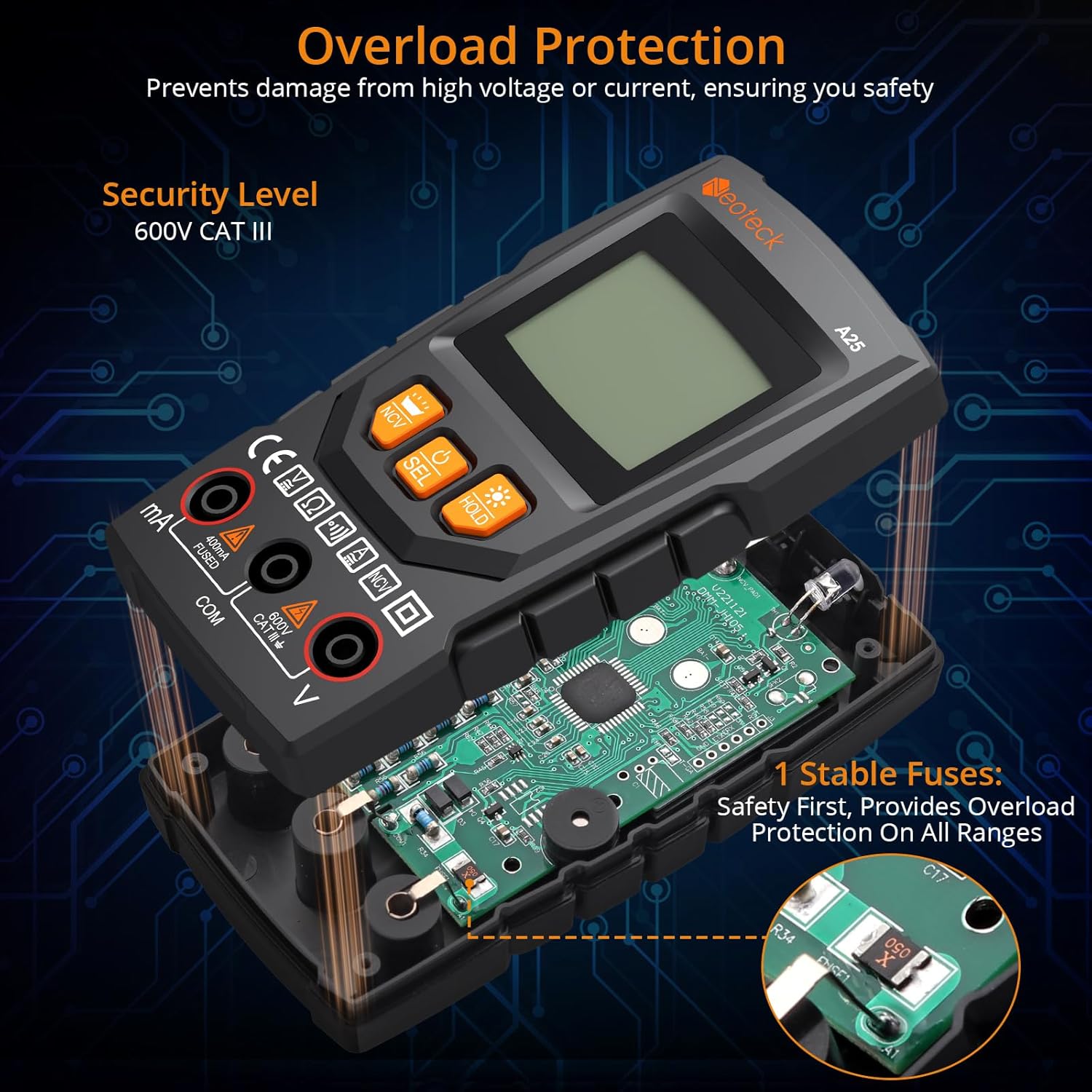 Thumbnail 3 de Neoteck Digital Multimeter (4000 counts) with NCV Smart Voltage Detection