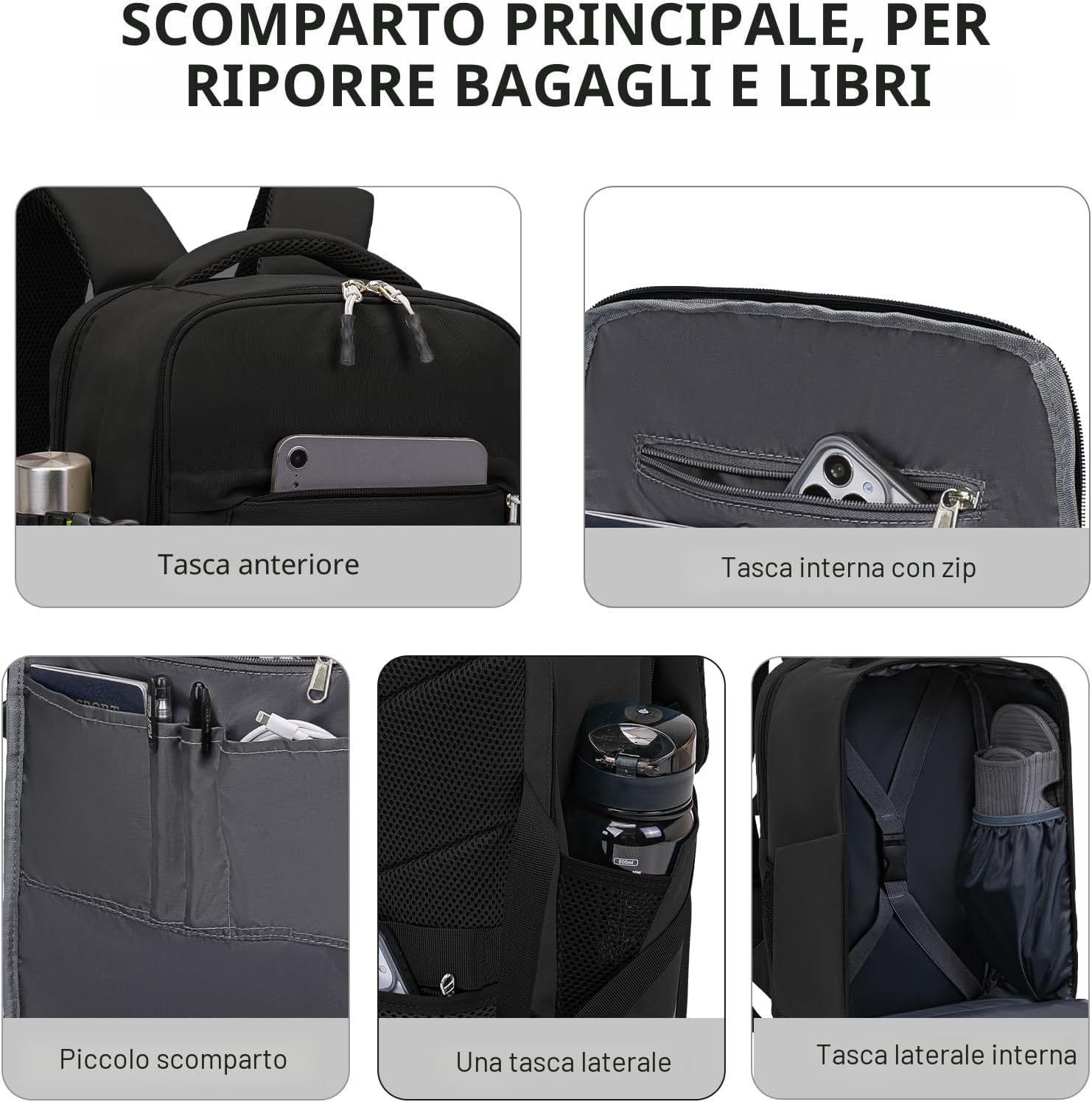 Detalle de Hayayu Zaino Bagaglio a Mano 40x30x20 cm – Zaino da viaggio con foro USB, compatibile con Ryanair, Wizzair ed EasyJet