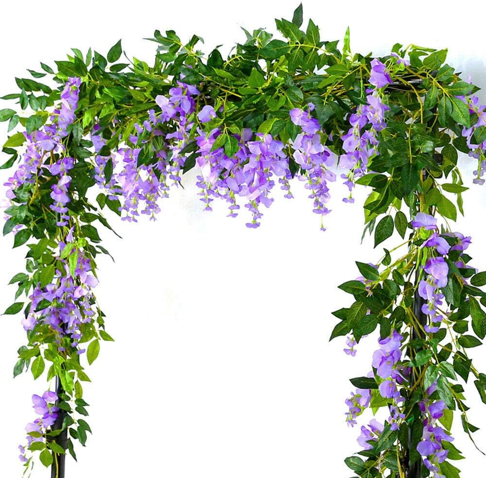 Thumbnail 6 de Yueshop 2x7FT Artificial Wisteria Vine Garland (White) for wedding, ceremony and home decoration