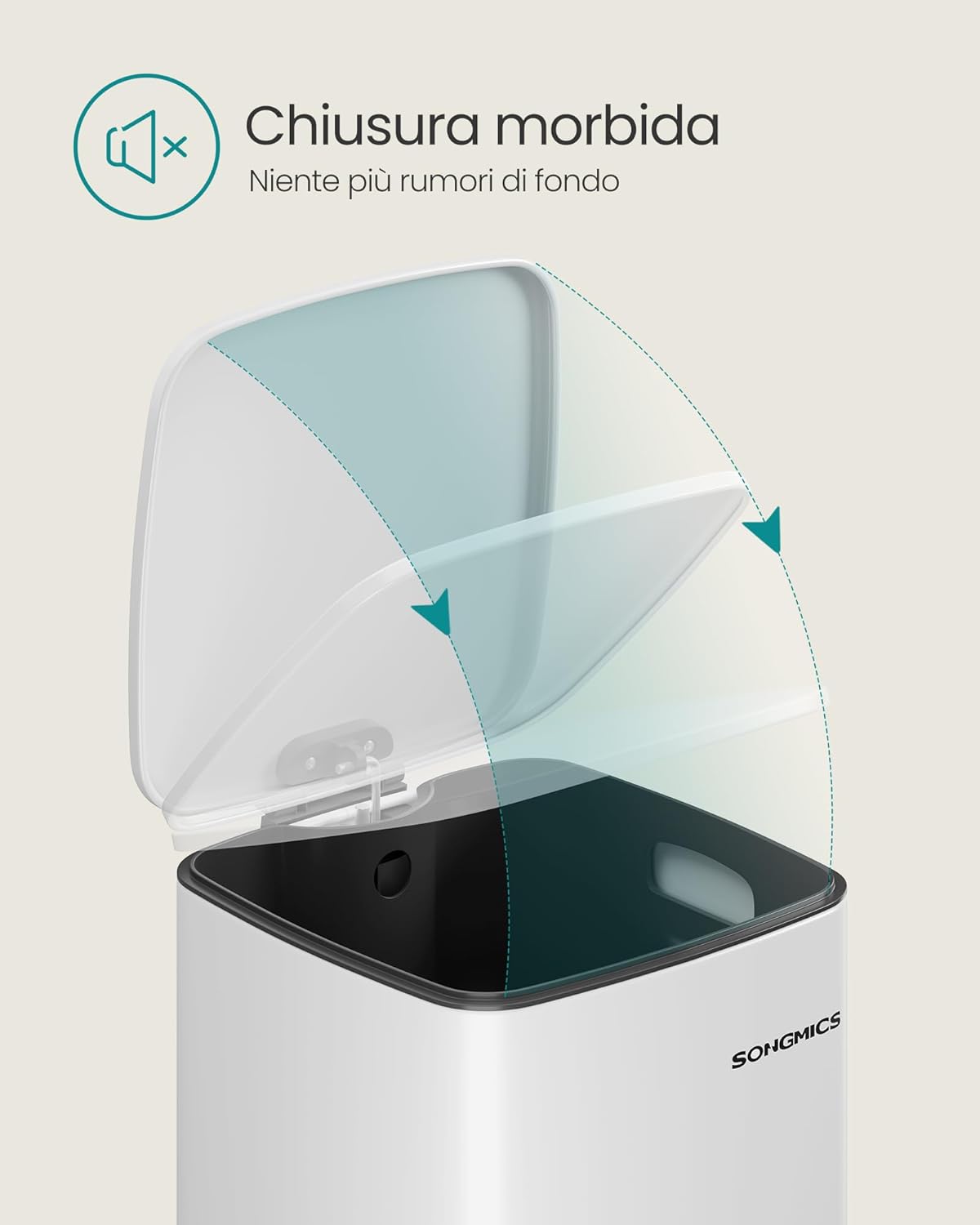 Detalle de SONGMICS Pattumiera da Cucina 30 L con Secchio Interno e Chiusura Morbida – Bianco Nuvola LTB593W02