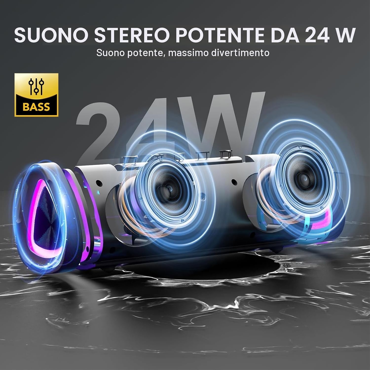 Thumbnail 1 de aowoka Cassa Bluetooth Portatile con LED