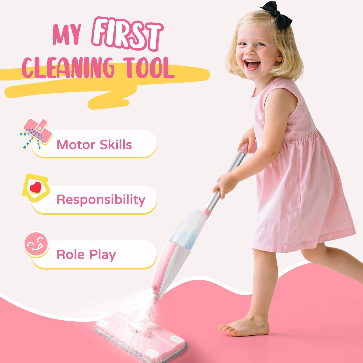 Thumbnail 2 de Yeeammk Kids Spray Mop Toy for Toddlers (Age 3+) – Montessori Pretend Play Cleaning Toy with Detachable Cloth
