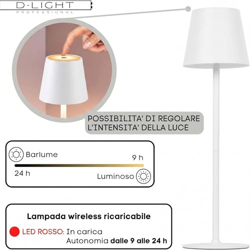 Thumbnail 3 de D-LIGHT PROFESSIONAL: Lampada da Tavolo Senza Fili con 3 Luci LED, USB e Dimmerabile (Bianco)