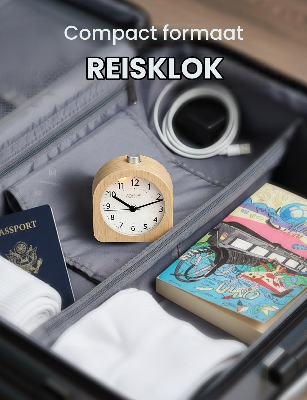 Thumbnail 6 de aboveClock S01-A analoge houten wekker met sluimerfunctie en nachtlicht