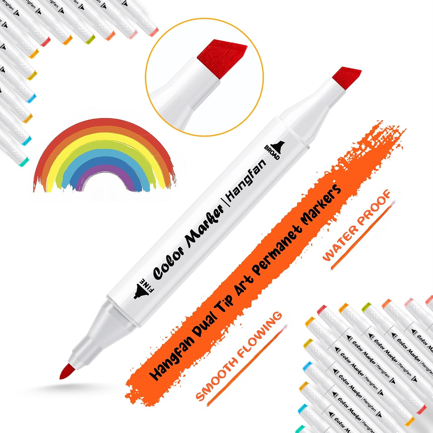 Detalle de hangfan Alcohol Based Ink Art Markers Set (84 colours) with dual tip broad & fine