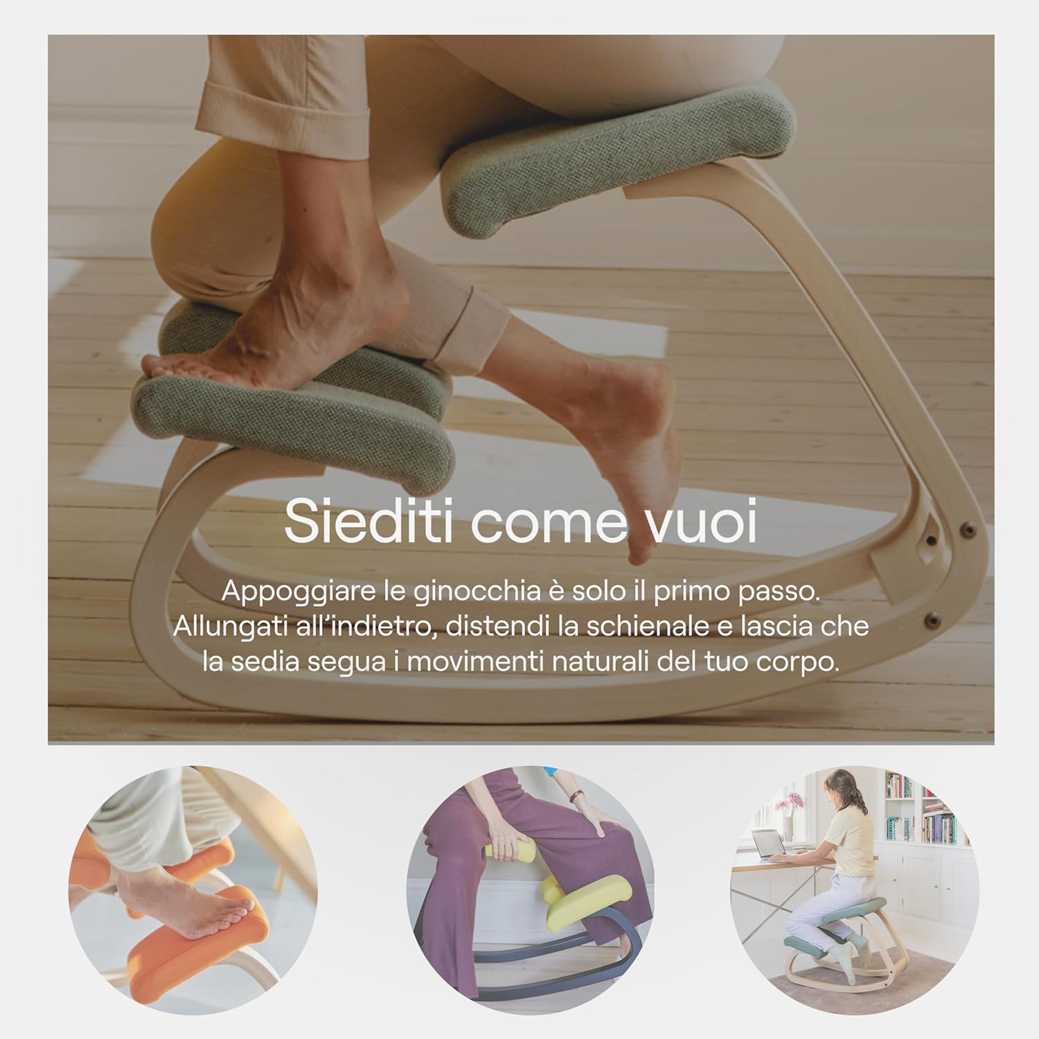 Thumbnail 5 de Varier Variable Balans Sedia Ergonomica in Legno Naturale/Nero — movimento e stile per ufficio, studio o casa