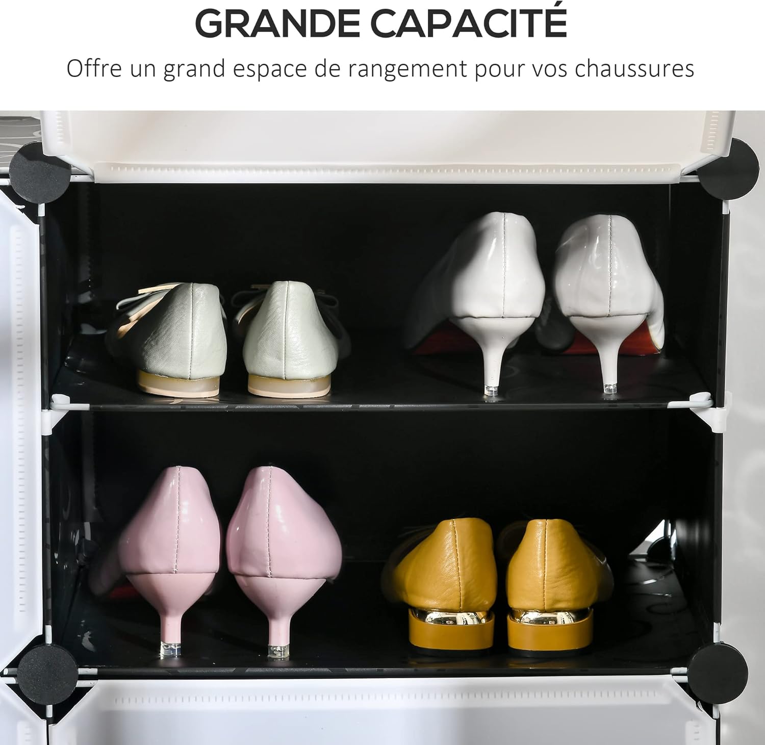 Thumbnail 4 de HOMCOM Meuble à chaussures modulable 12 casiers avec portes et étagères (125 x 32 x 125 cm) noir