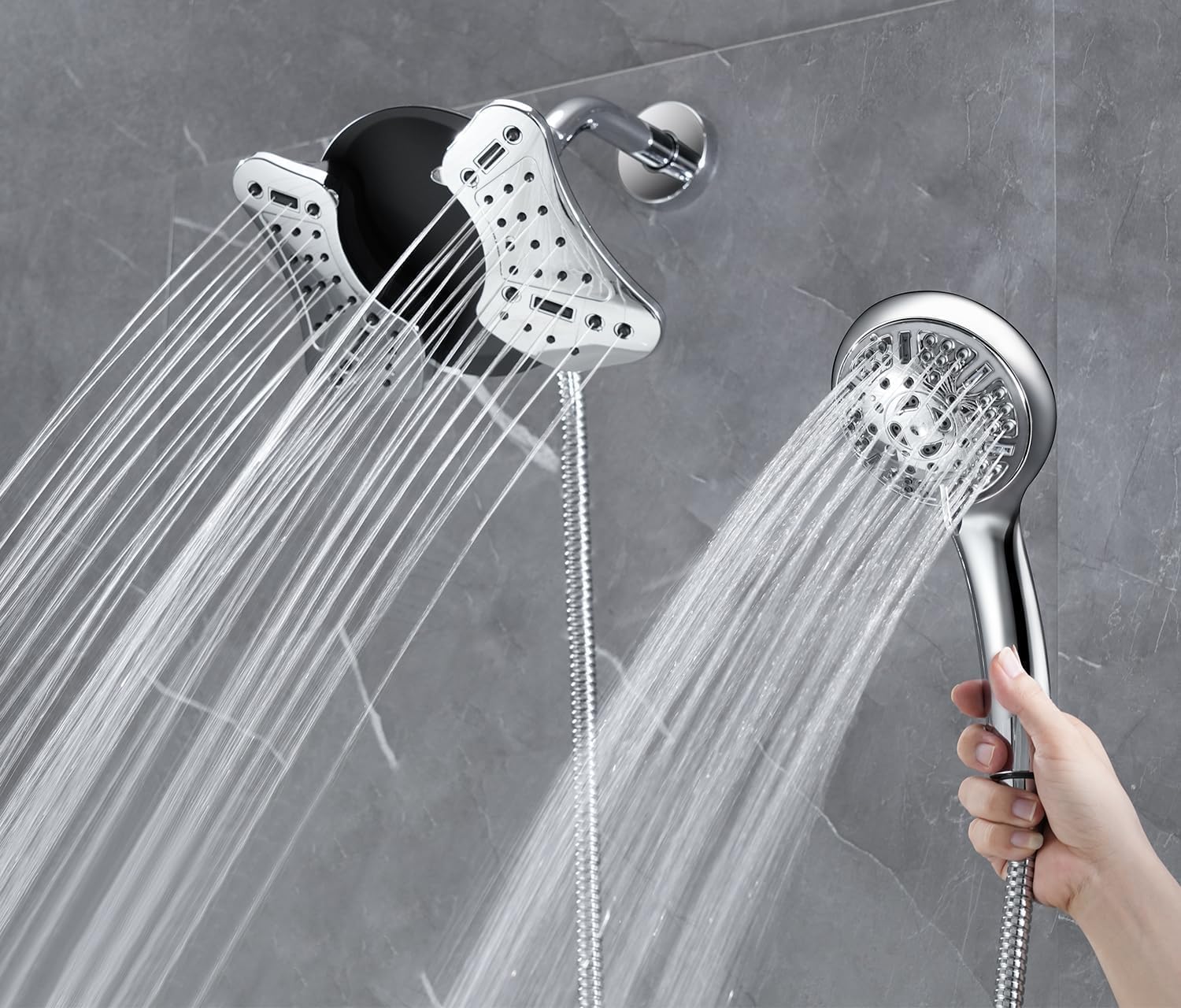 Detalle de GRICH dual shower head, chrome