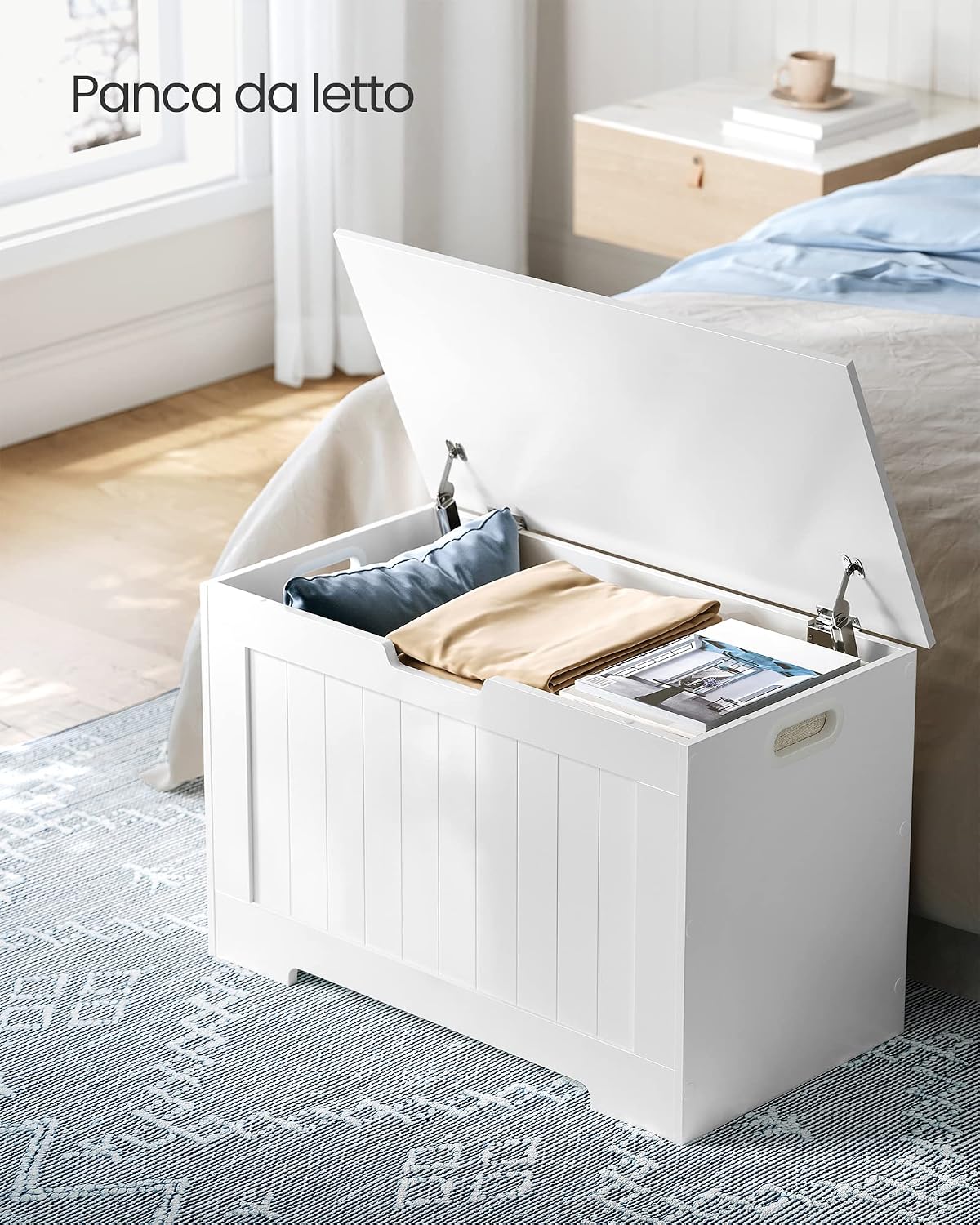 Detalle de VASAGLE Cassapanca Contenitore LHS11WT Bianco Nuvola: panca portascarpe con ampio spazio contenitivo