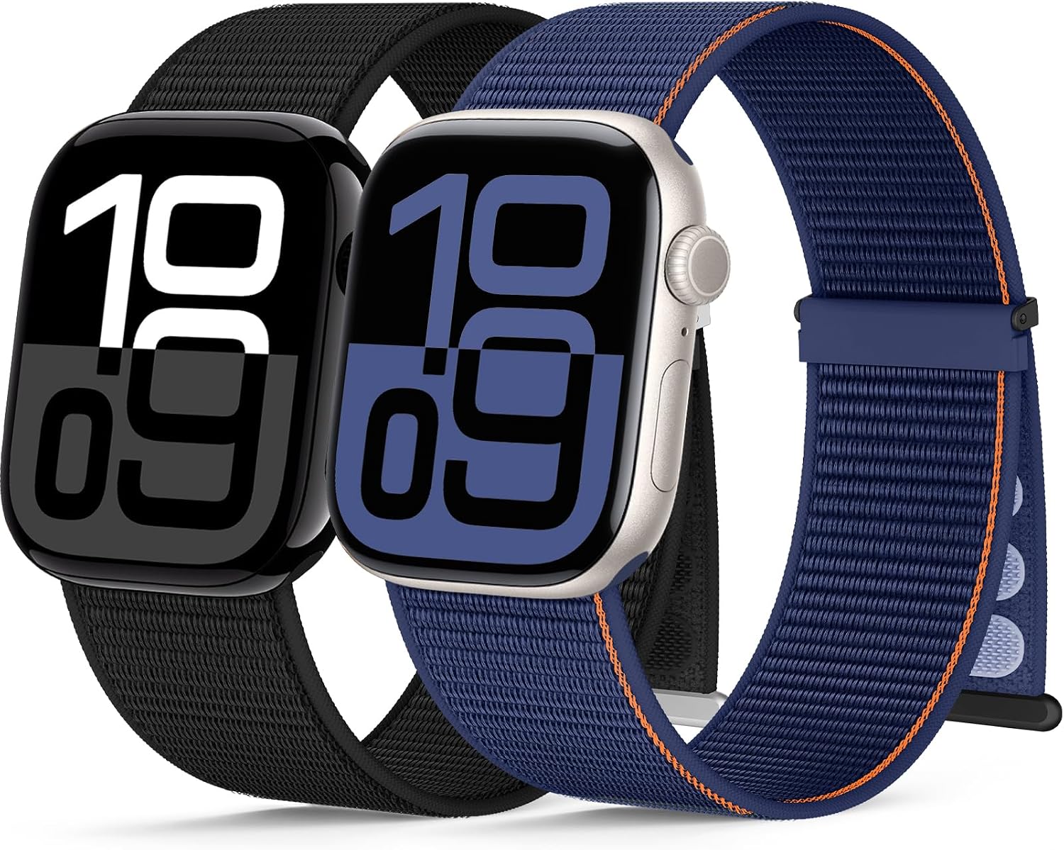 Detalle 2 de 2 Stück Nylon-Armband kompatibel mit Apple Watch – Sport Loop mit Klettverschluss