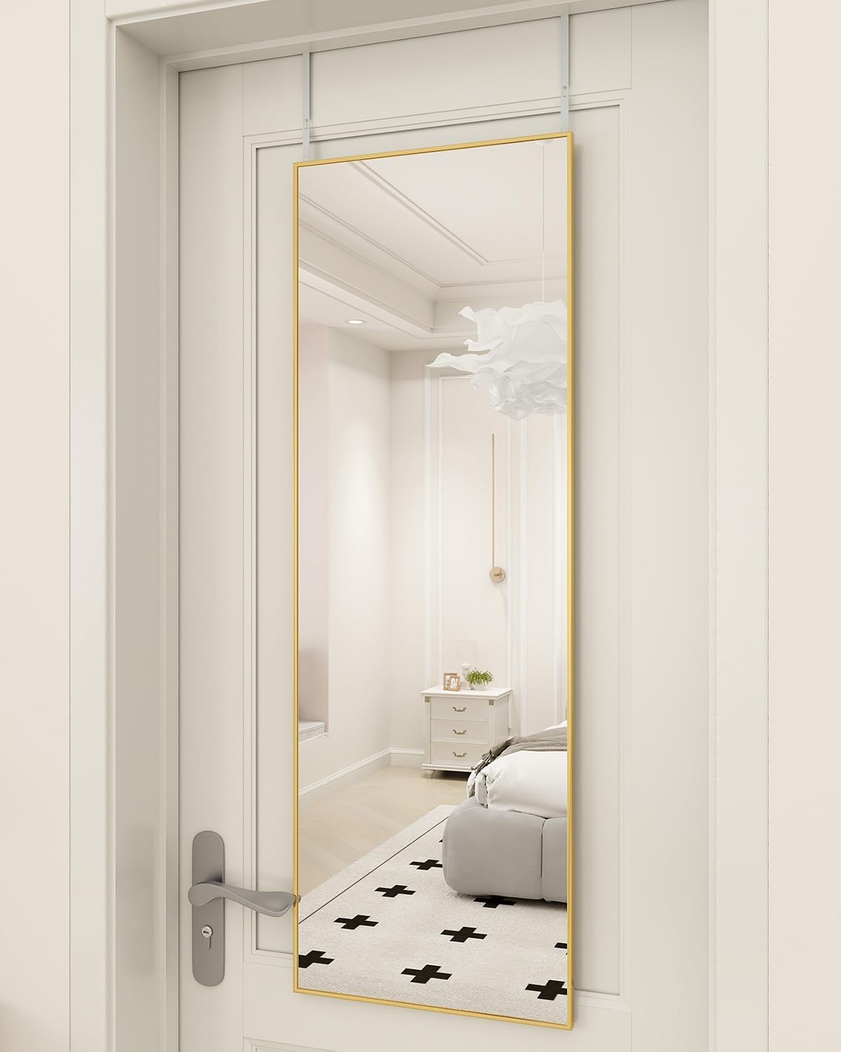 Detalle de BEAUTYPEAK 16" x 50" Full-Length Mirror, Gold Aluminum Frame