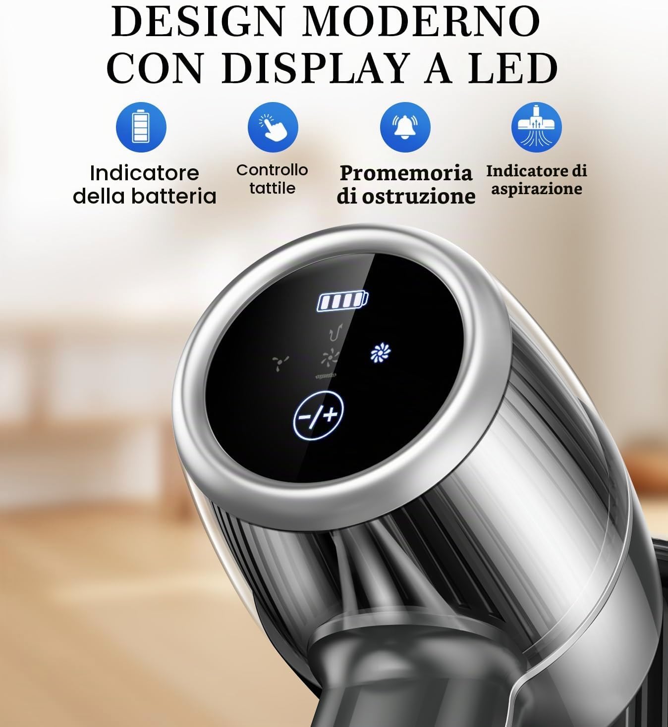 Detalle de Aspirapolvere Senza Fili Syntecno: Scopa Elettrica Potente, Silenziosa e Anti-Intreccio per Peli di Animali