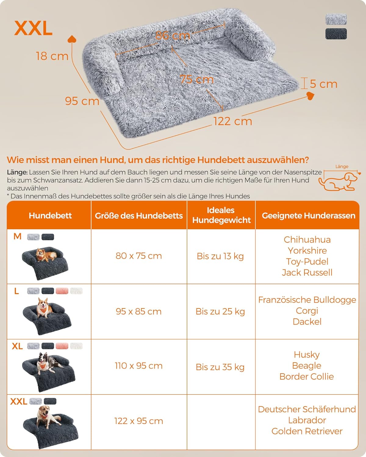 Thumbnail 5 de Feandrea FluffyHug Hundebett XXL 122 x 95 cm