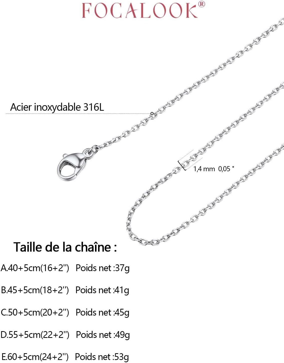 Thumbnail 5 de FOCALOOK collier rolo 40–60 cm