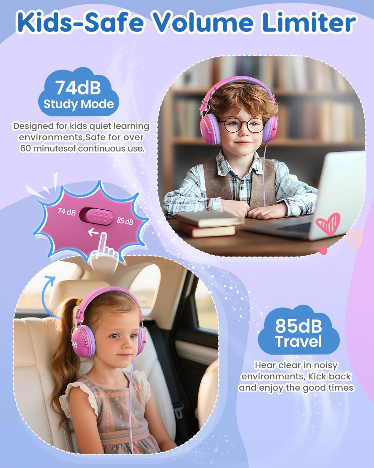 Detalle de awatrue HK05 Kids headphones 74/85 dB limit