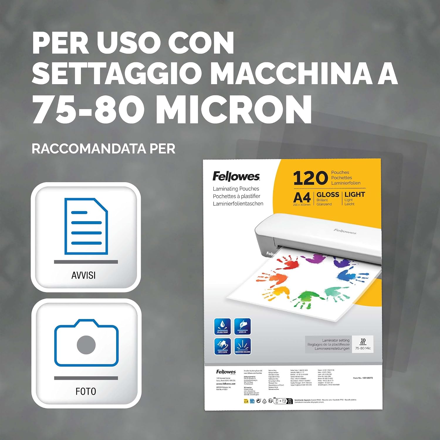Detalle de Fellowes 120pk pouches A4 lucide