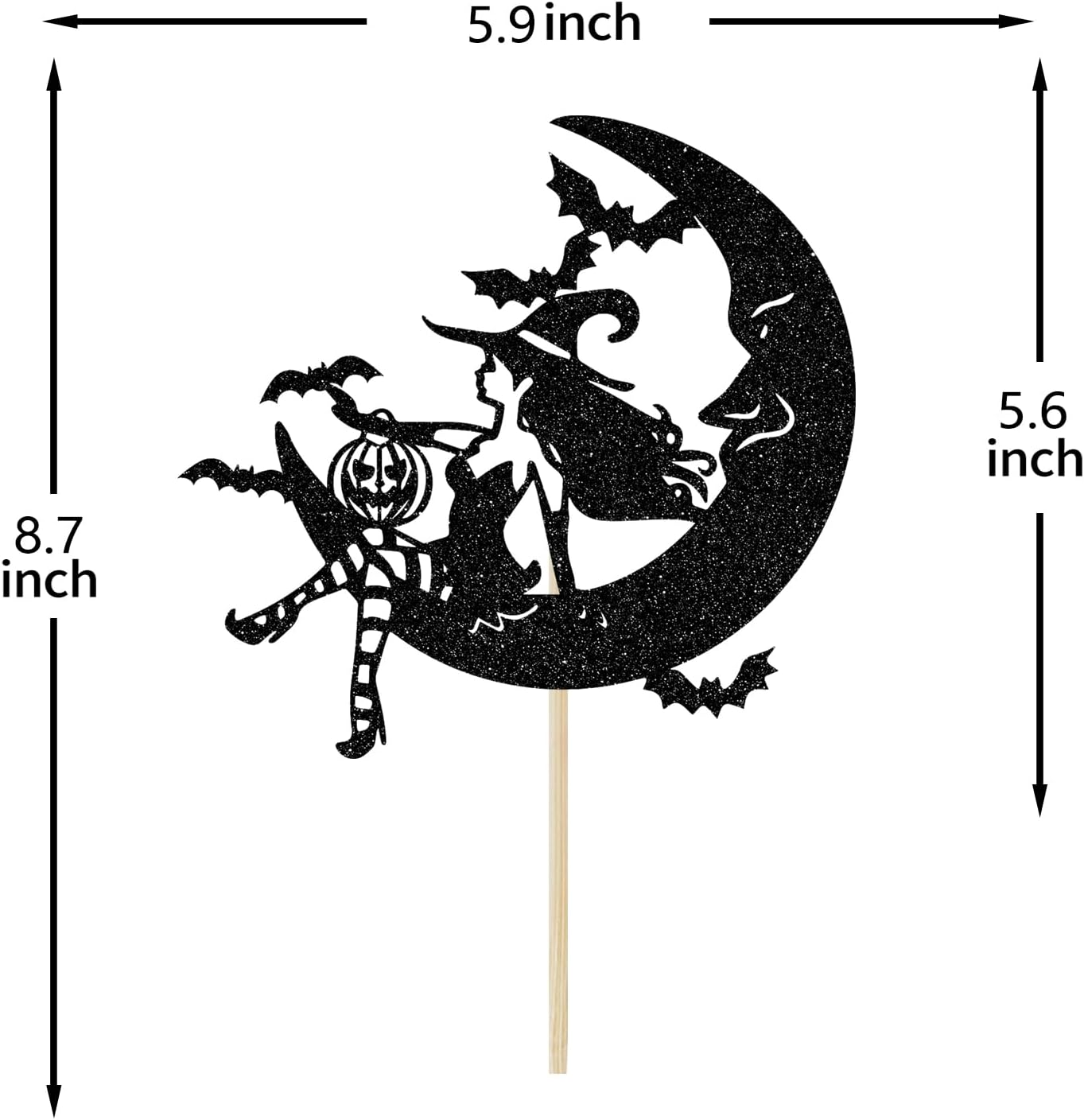 Thumbnail 6 de Witch Cake Topper in Black Glitter