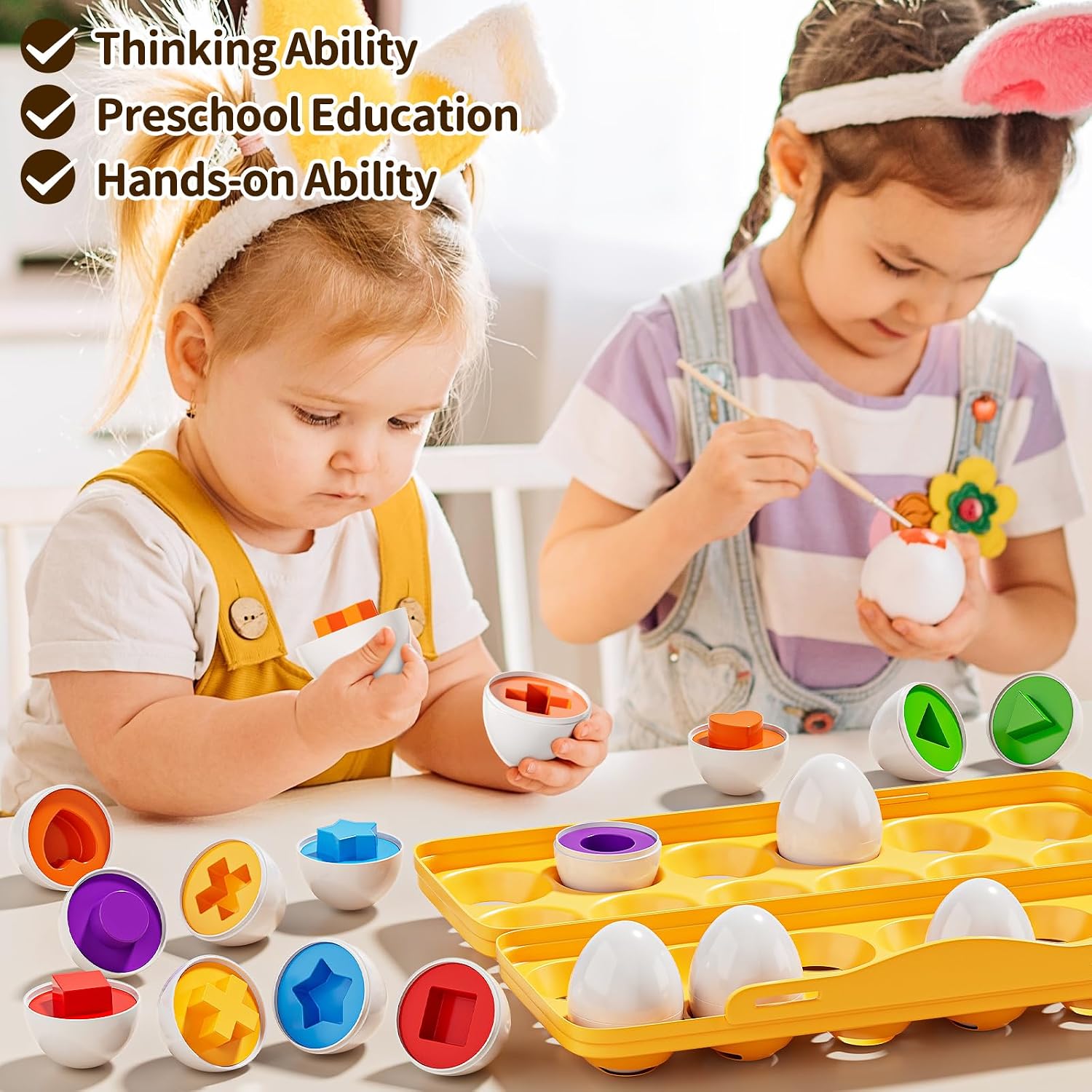 Detalle 2 de JUKUDAHU Matched Eggs Toddler Toys: Shape & Color Sorting Eggs for Ages 1–4