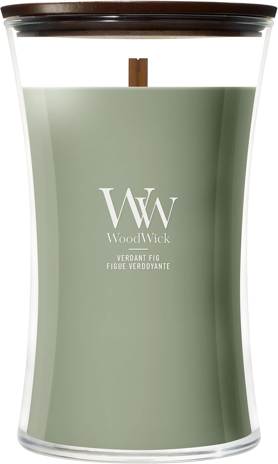 Detalle de WoodWick Bougie parfumée Grande bougie sablier Figue verdoyante