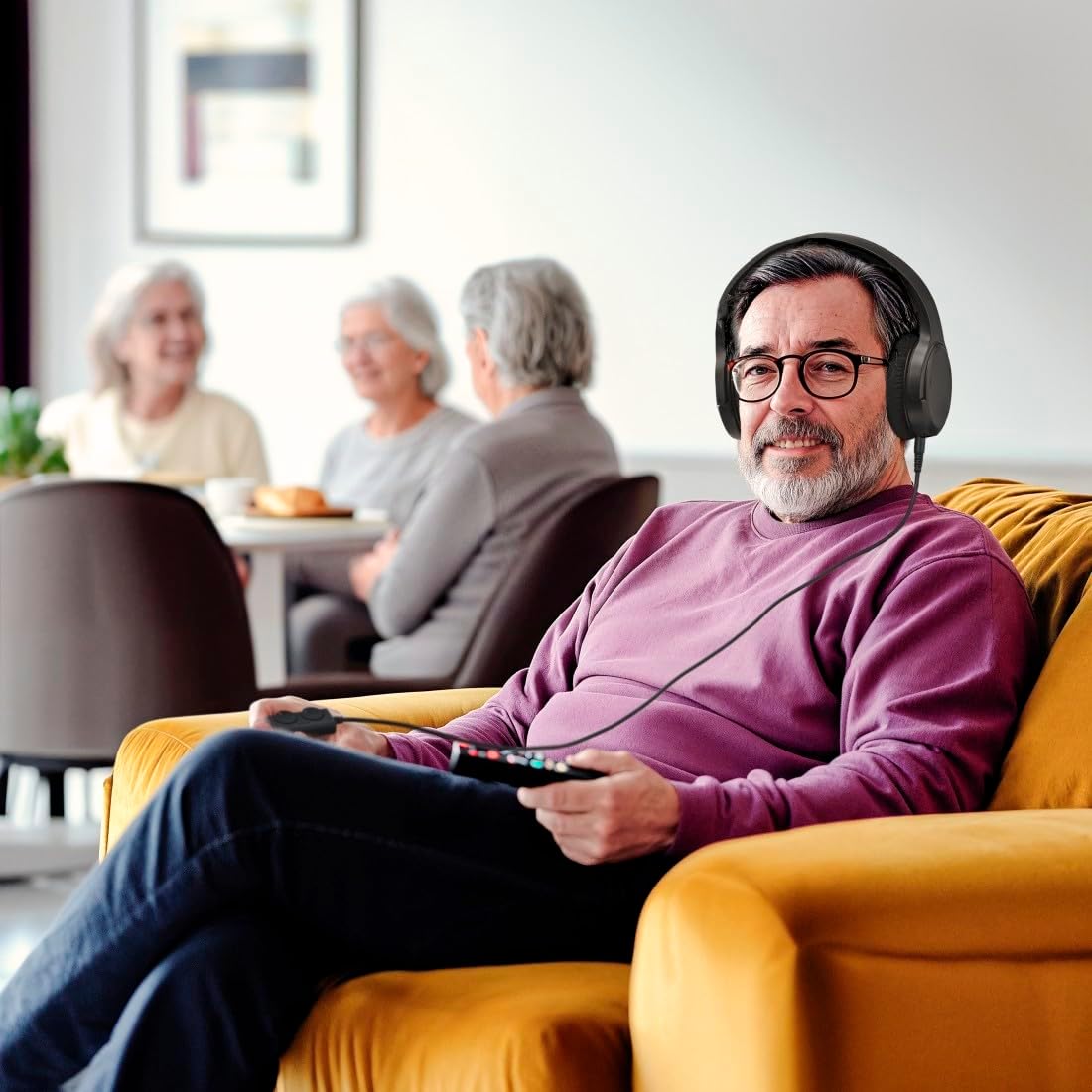 Thumbnail 6 de Hama TV-Kopfhörer mit Kabel, 6 m – verstellbarer Over-Ear mit Lautstärkeregelung (3,5 mm + 6,35 mm), schwarz