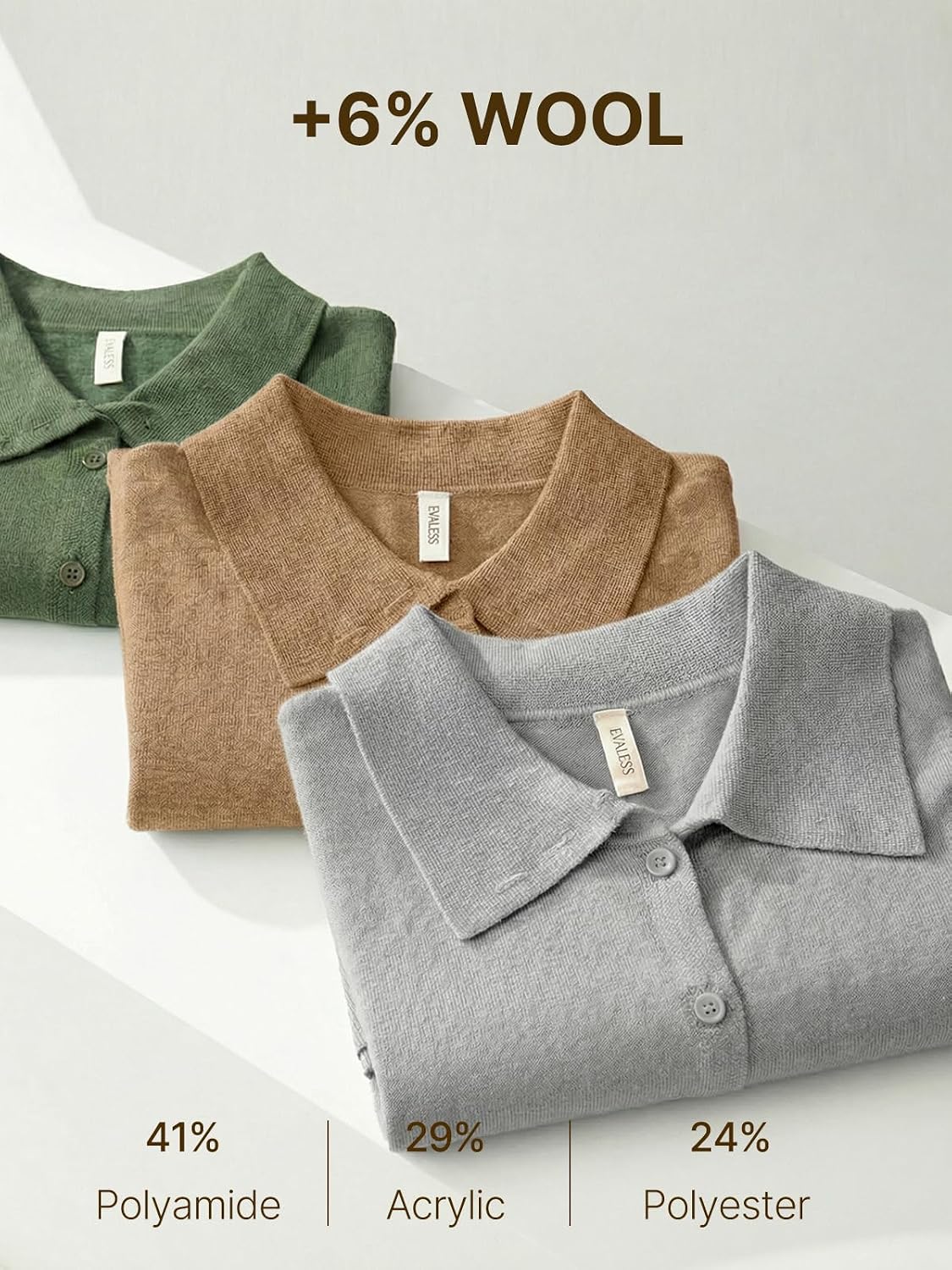 Thumbnail 3 de EVALESS Women's Lightweight Wool-Blend Button-Front Cardigan Sweater