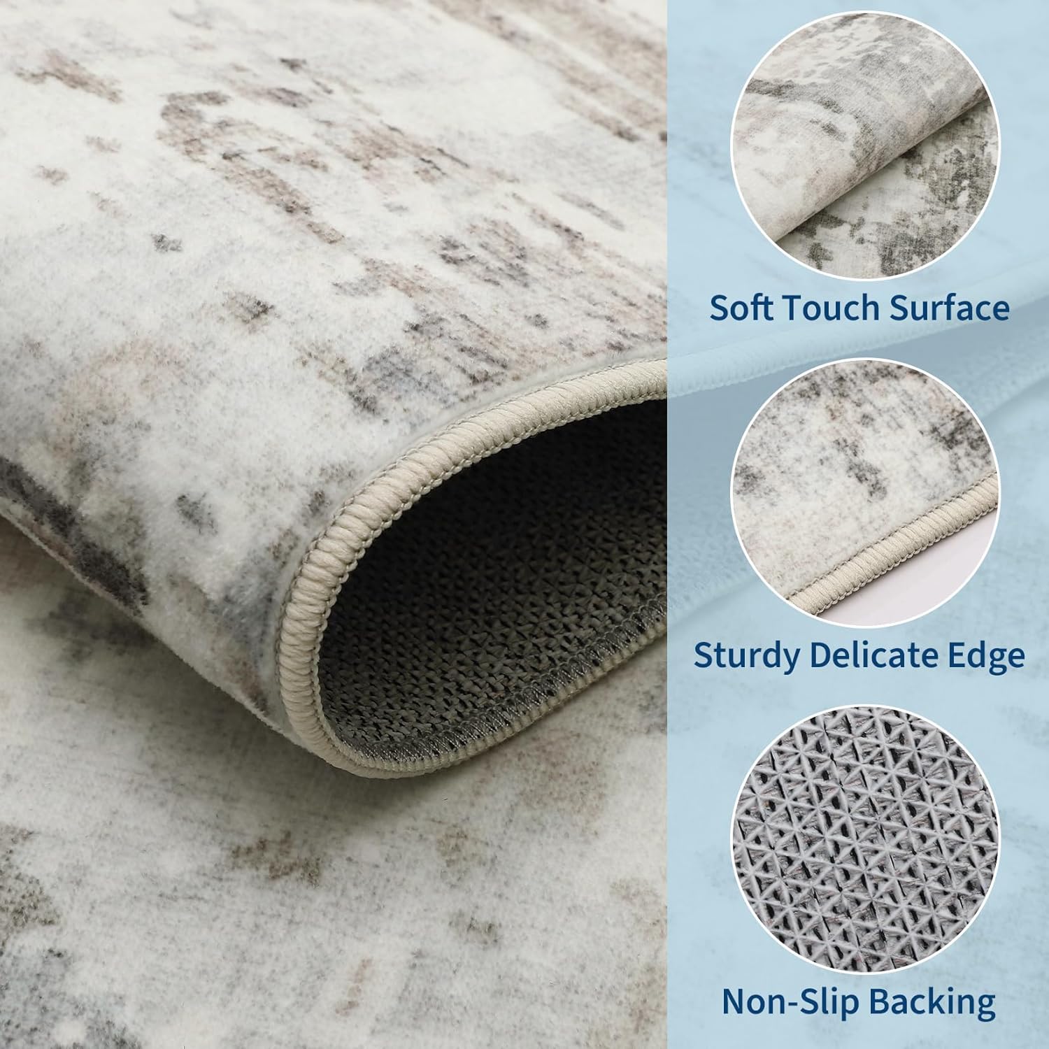 Thumbnail 3 de GarveeHome 10x14 Large Area Rug – Neutral Abstract Washable, Non-Slip Backing for Living Room and Beyond
