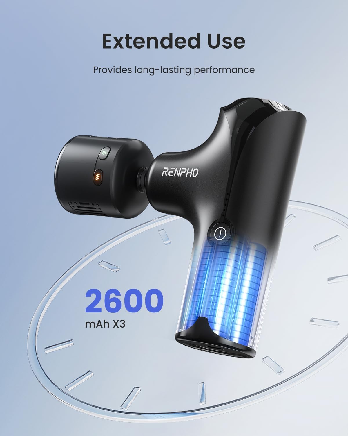 Detalle 2 de RENPHO Mini Thermacool Massage Gun with Heat and Cold, 4 Heads, 5 Speeds