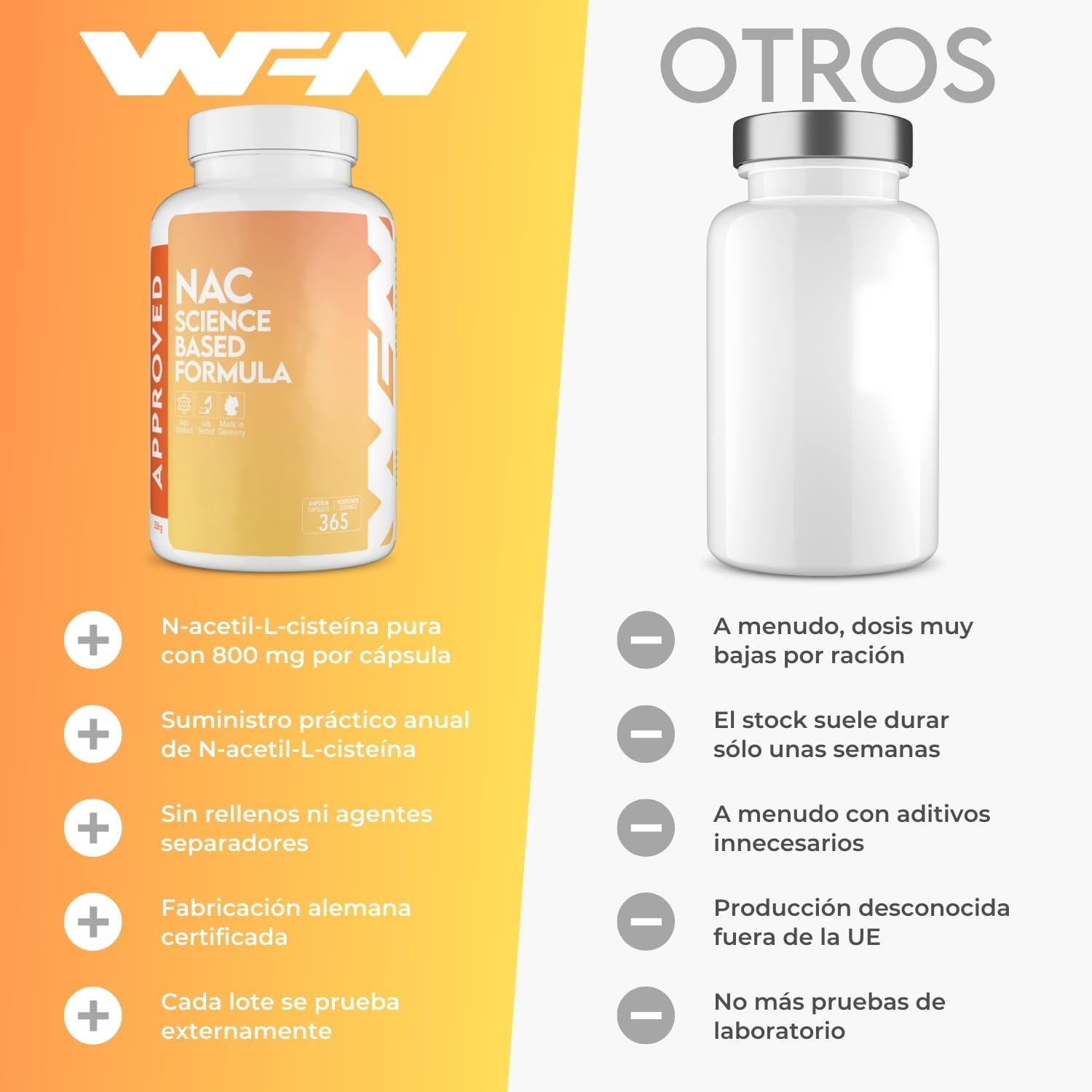 Thumbnail 3 de WFN Approved NAC 800 mg 🌱 Cápsulas veganas, 365 dosis en Alemania