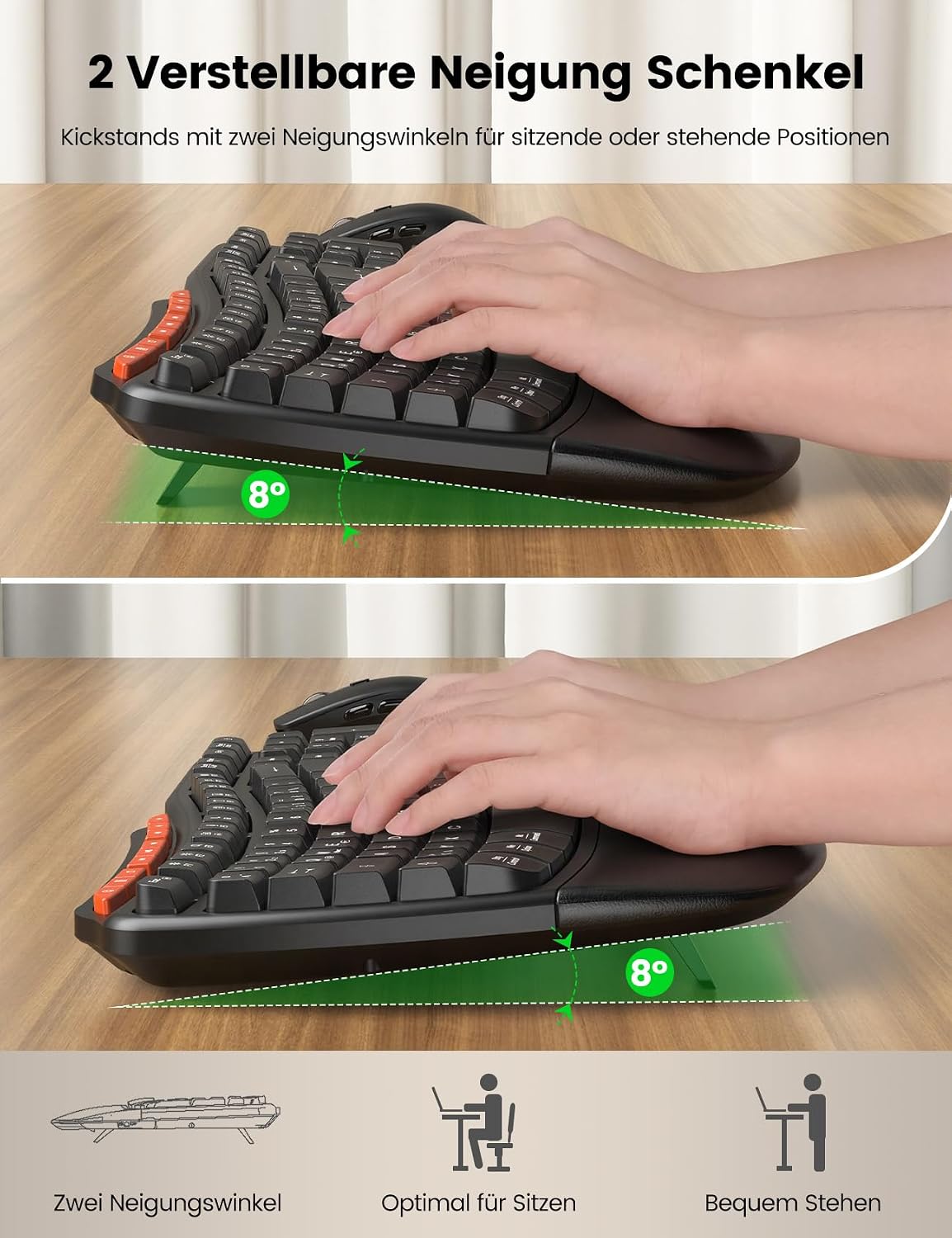 Thumbnail 3 de Kabellose Tastatur Maus Set Wave 2,4 GHz Schwarz