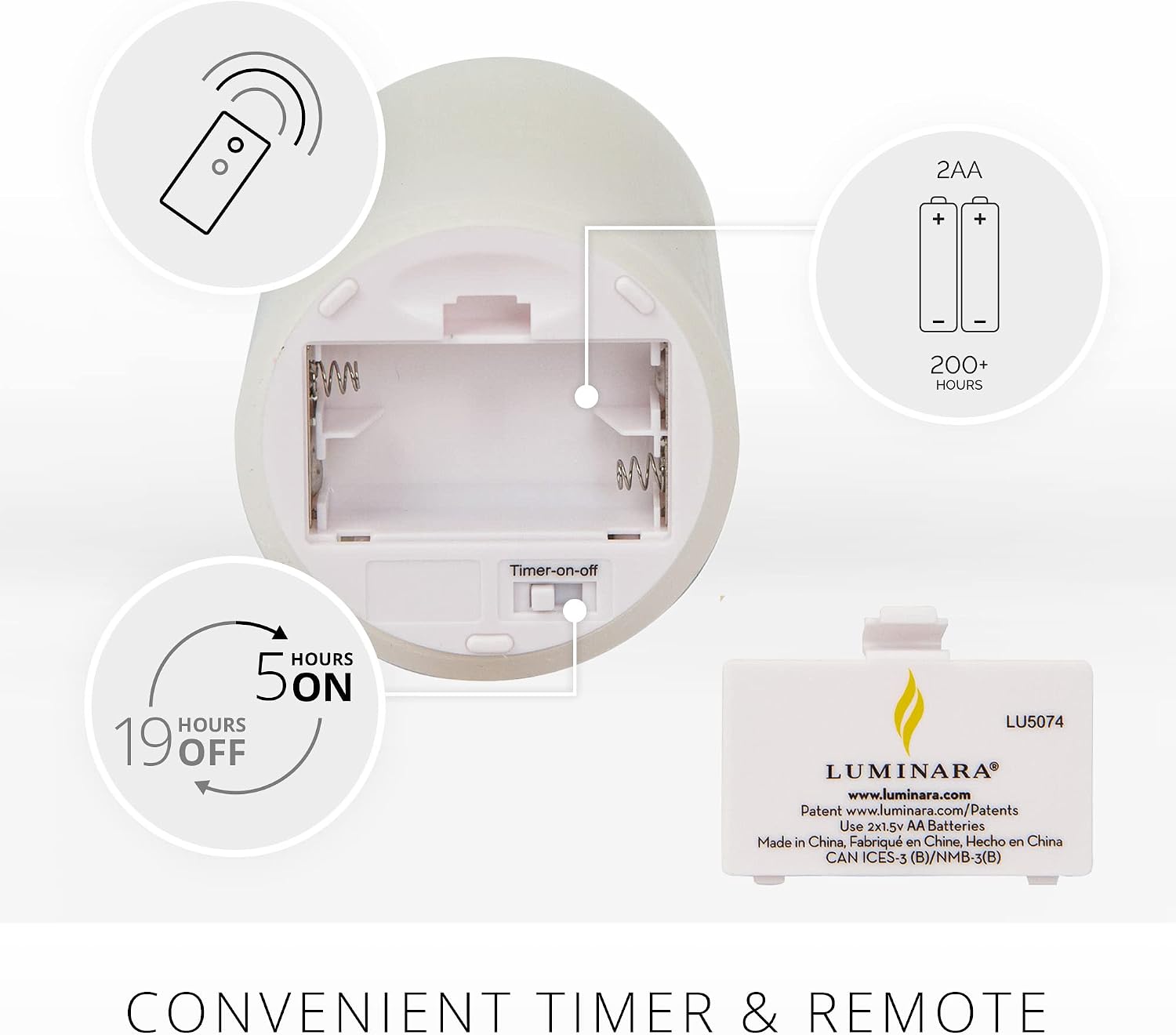 Detalle 1 de Luminara 996075 Flameless LED Candle Set, Remote, Moving Flame, Timer