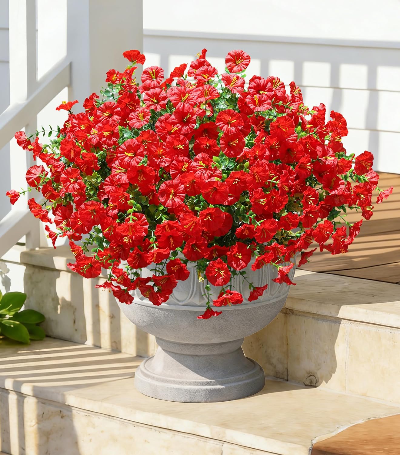 Thumbnail 3 de Artificial Flowers Outdoor Morning Glory with Eucalyptus — 12 Bundles of UV-Resistant Silk Blooms for Patio & Garden