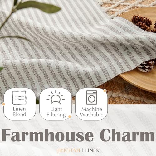 Thumbnail 5 de jinchan Striped Linen Kitchen Curtains 30" Tier Panels 🪟