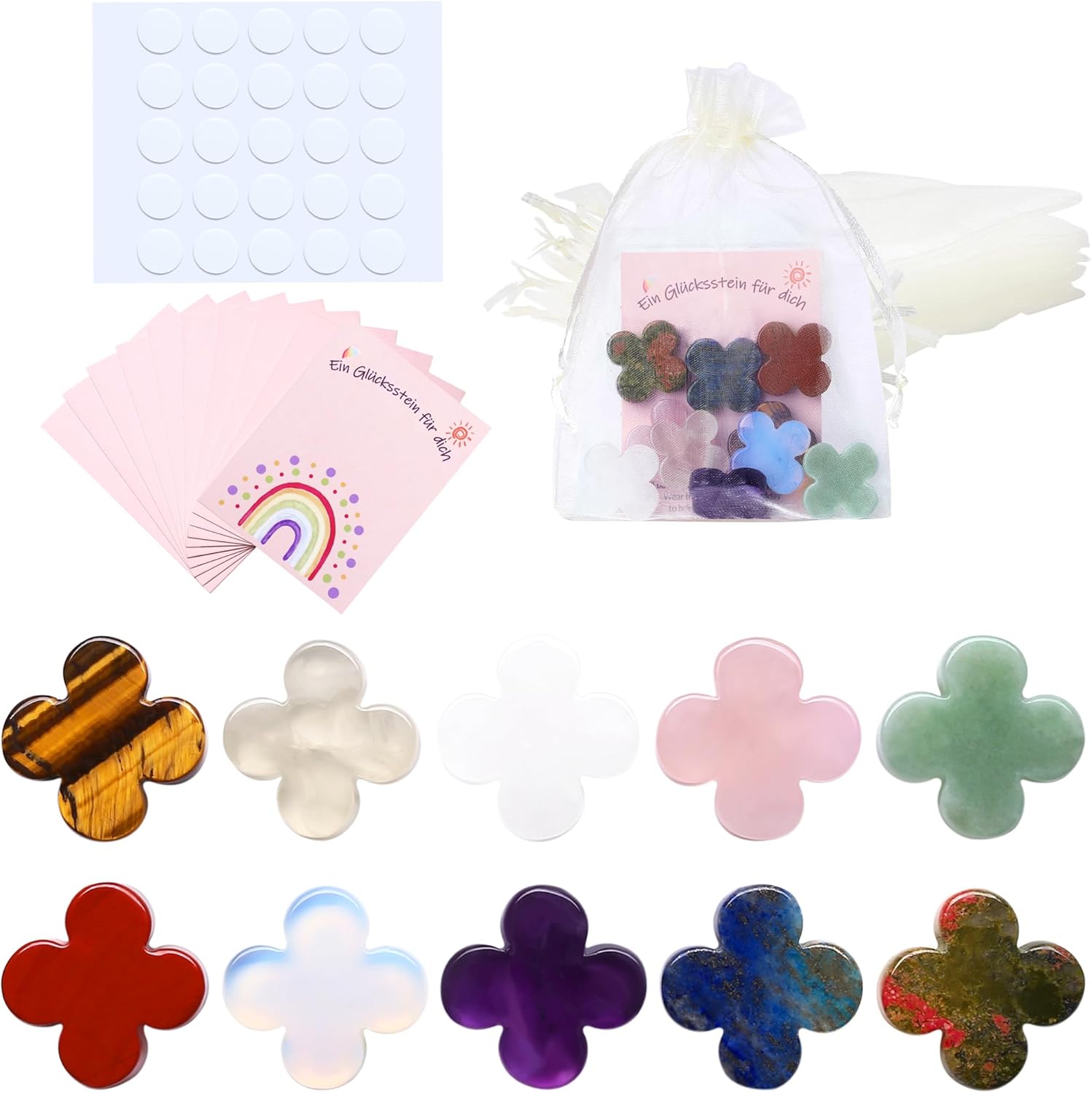 Thumbnail 6 de GUJOXILA Glückssteine Set – 10 Rohsteine mit Karten, Nanogel-Platte und Geschenkbox