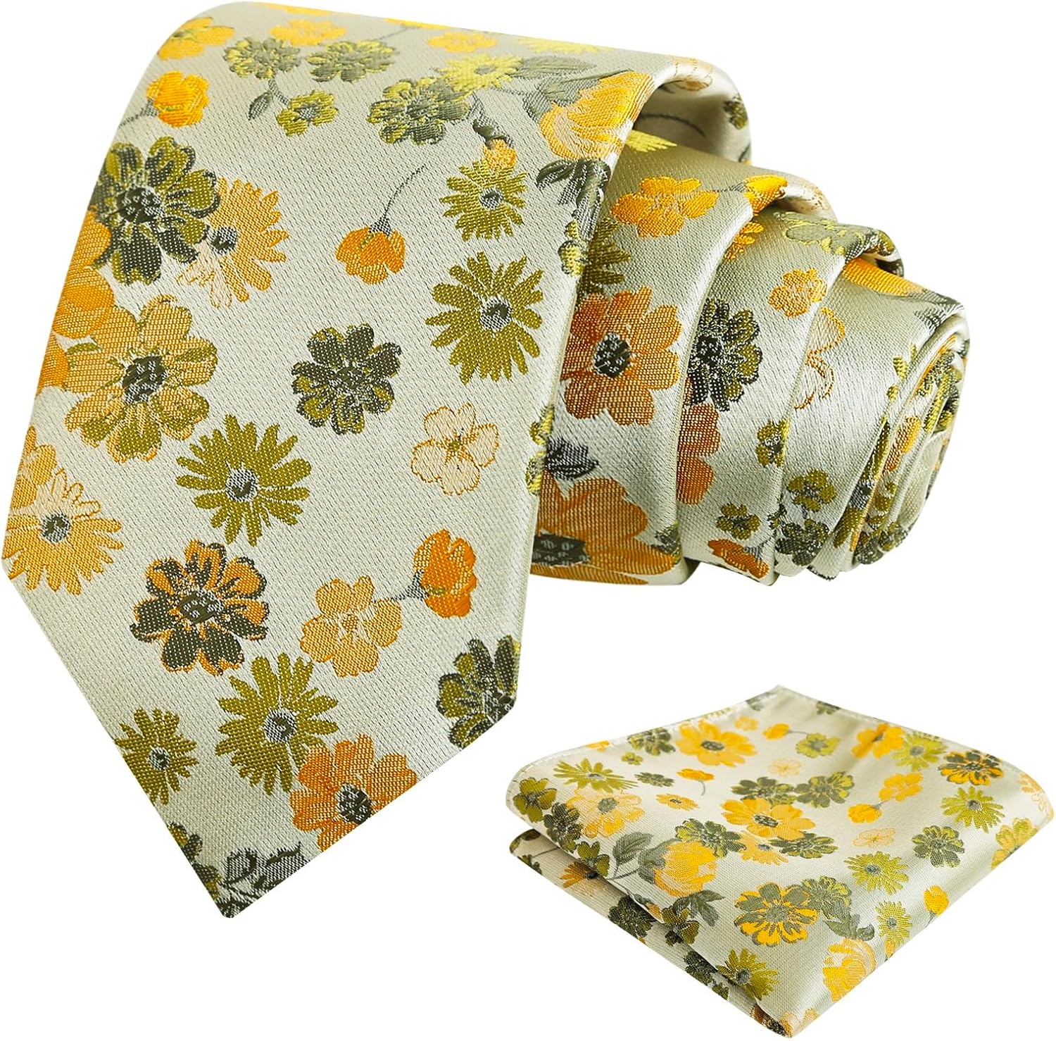 Thumbnail 6 de Alizeal Floral 8cm Tie with Pocket Square Set – 100% Polyester, 8x150cm Tie and 24x24cm Square