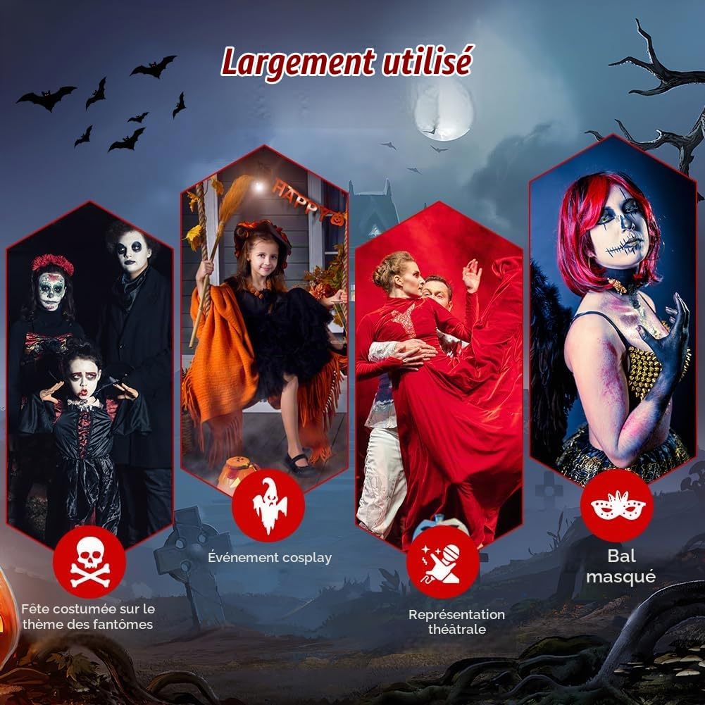 Thumbnail 6 de BSBUY Halloweenkostuum voor kinderen, 6-delig met zeis en glow-in-the-darkketting
