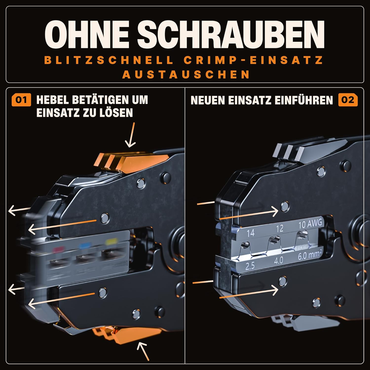 Thumbnail 6 de BAURIX HEKTOR PRO Crimpzange mit 6 Wechselbacken & Abisolierzange – All-In-One Elektriker Werkzeug